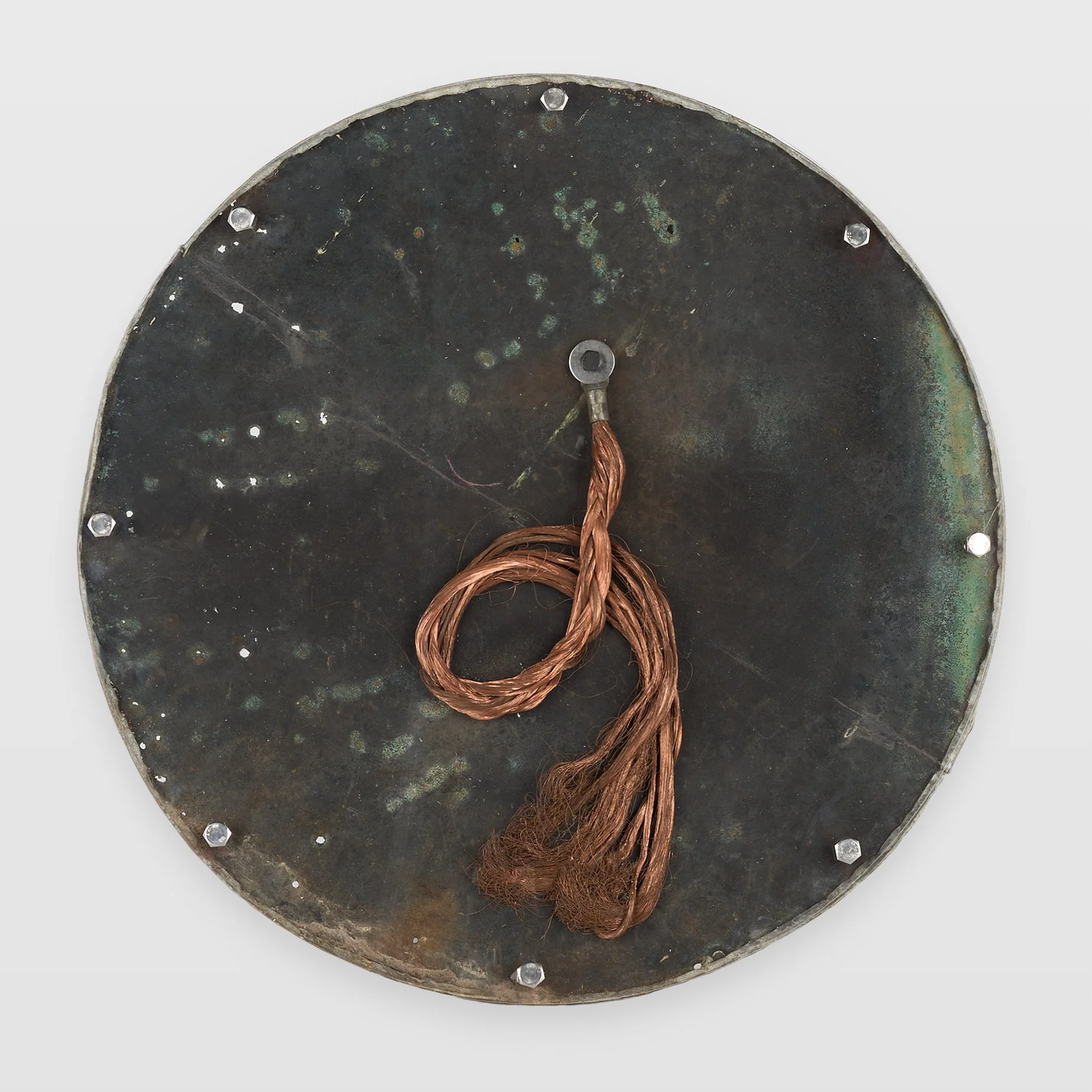 Tara Denny | Hair lock 2024 |  found copper, perspex, bolts | Courtesy of the Artist