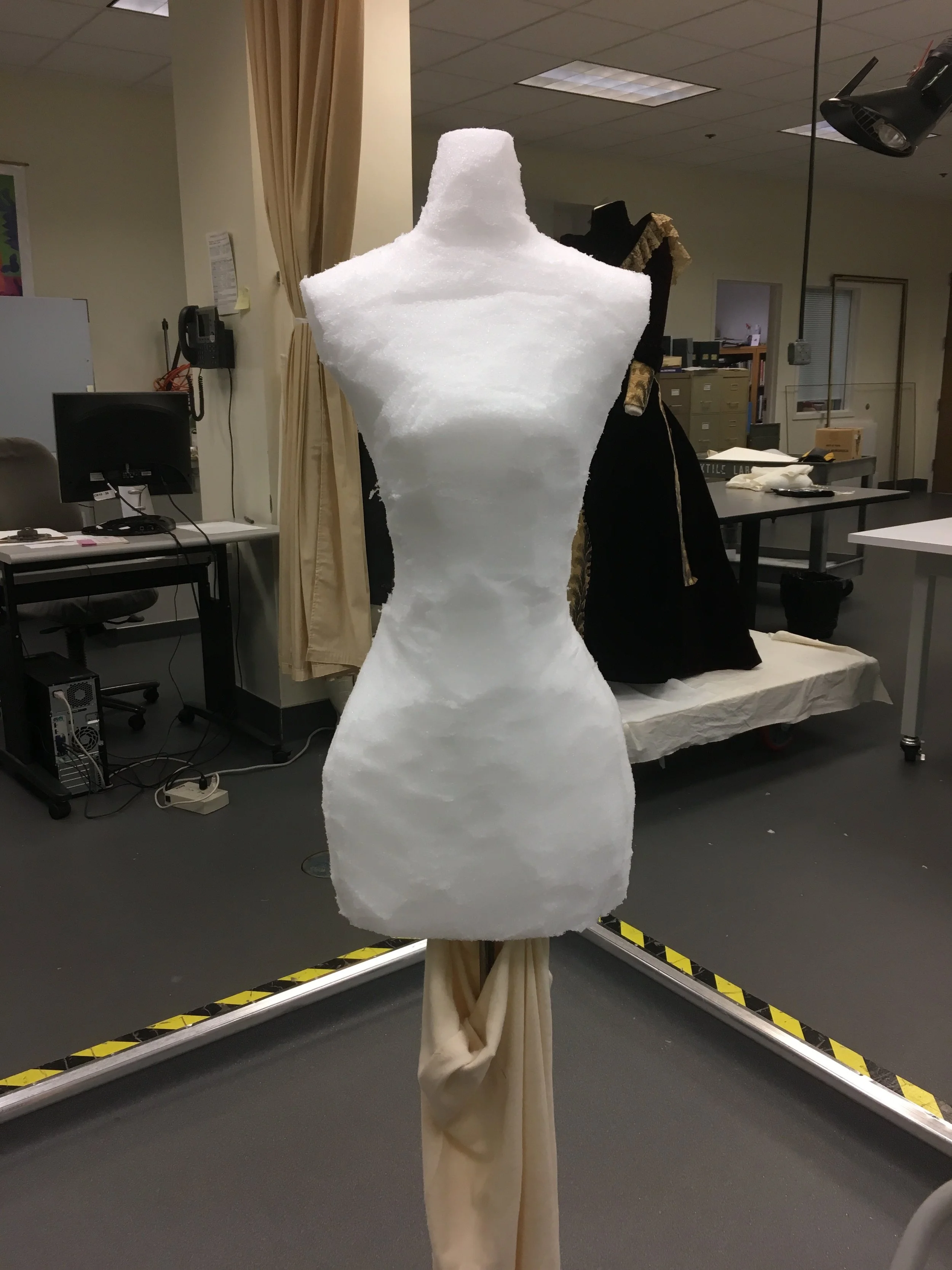 She needed to be even skinner- I aimed for the Ethafoam form to be approx. 4 inches smaller that the measurements so I could pad the form out.