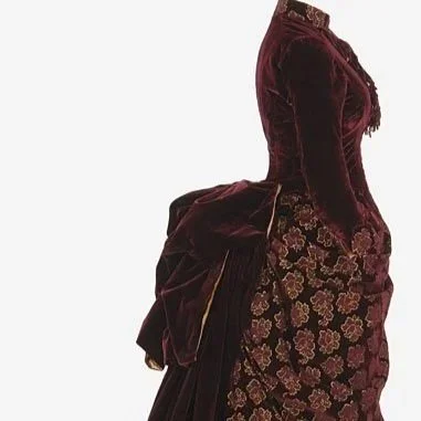 c. 1880s Velvet Dress and Button Reconstruction