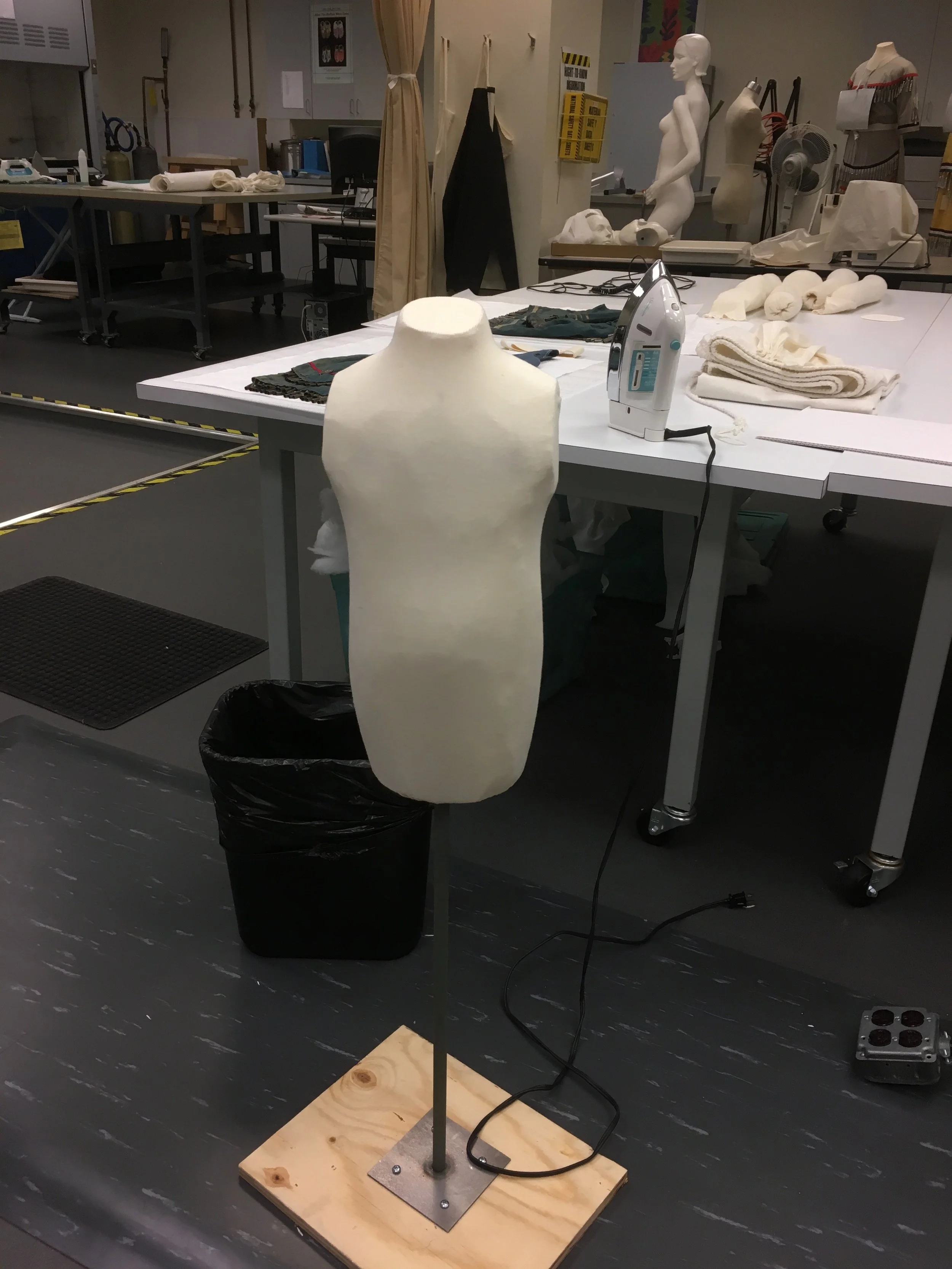 An Ethafoam block was prepared by the museum's fabricator and delivered to the textile lab.