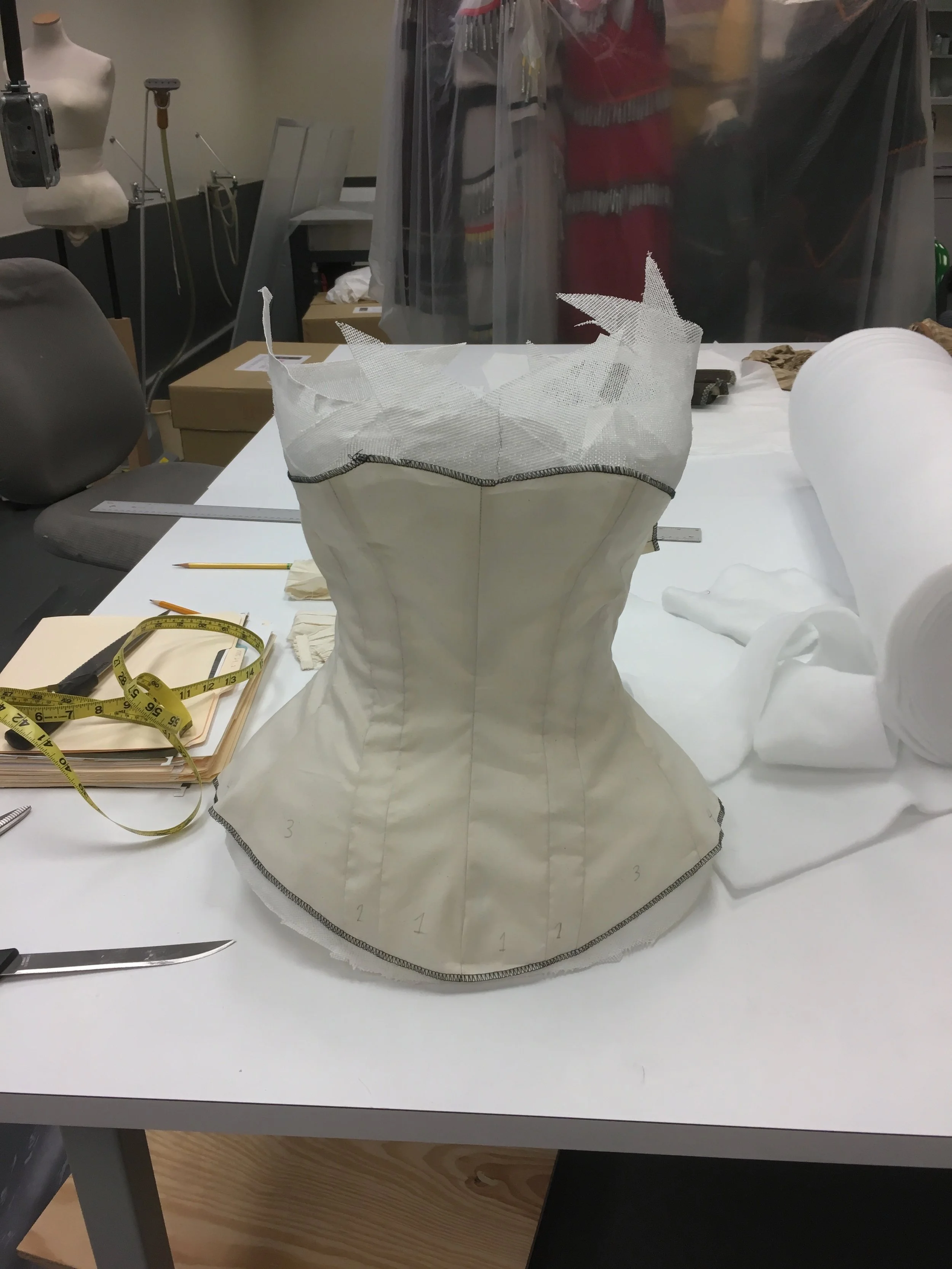 A toile was fit over the new form.