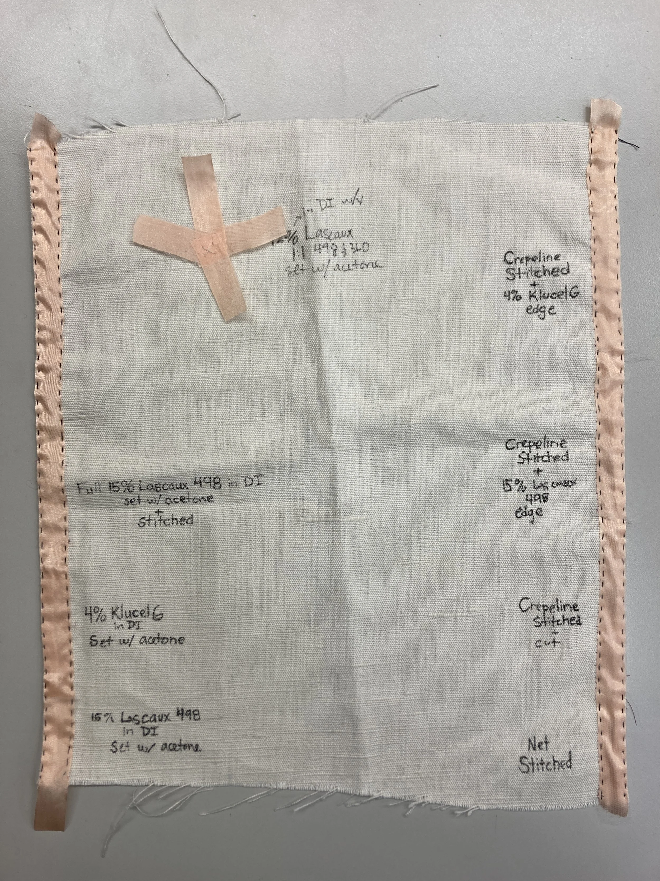 A Stitch Sampler was created to illustrate and test different stitch and adhesive consolidation styles