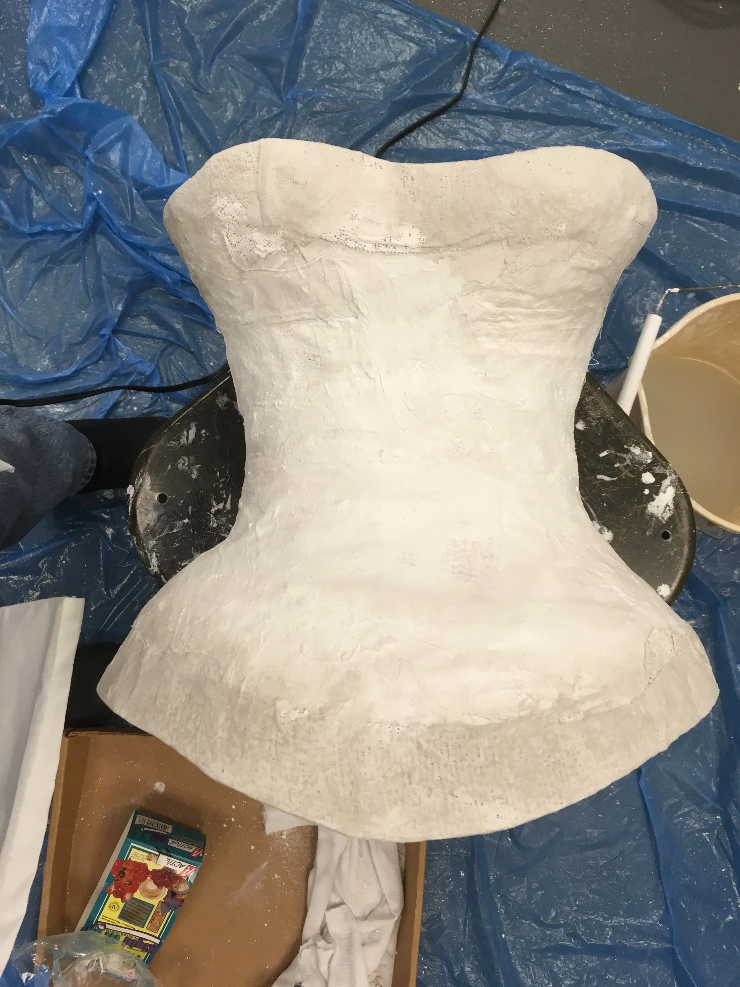 Plastered over the rough bits.