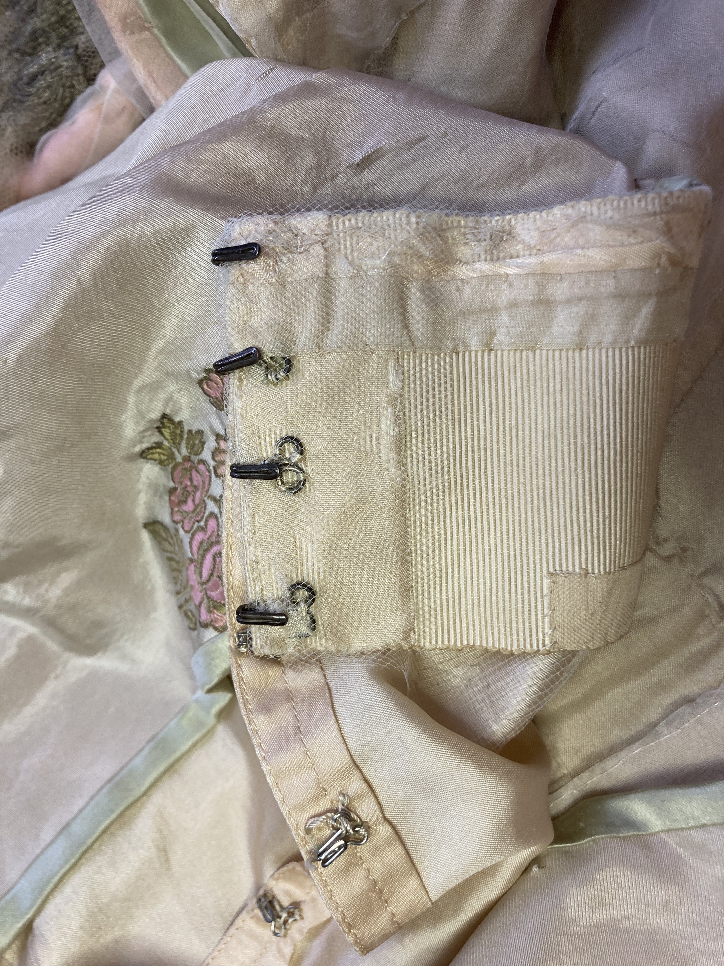 After Treatment- Shattering silk hook facing consolidated with nylon net.  Photo Credit: Margaret O'Neil