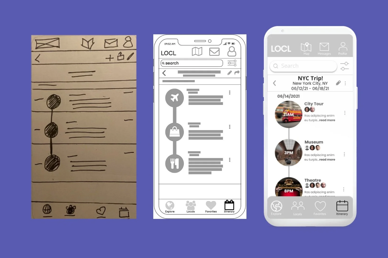 LOCL Wireframes - Itinerary Builder