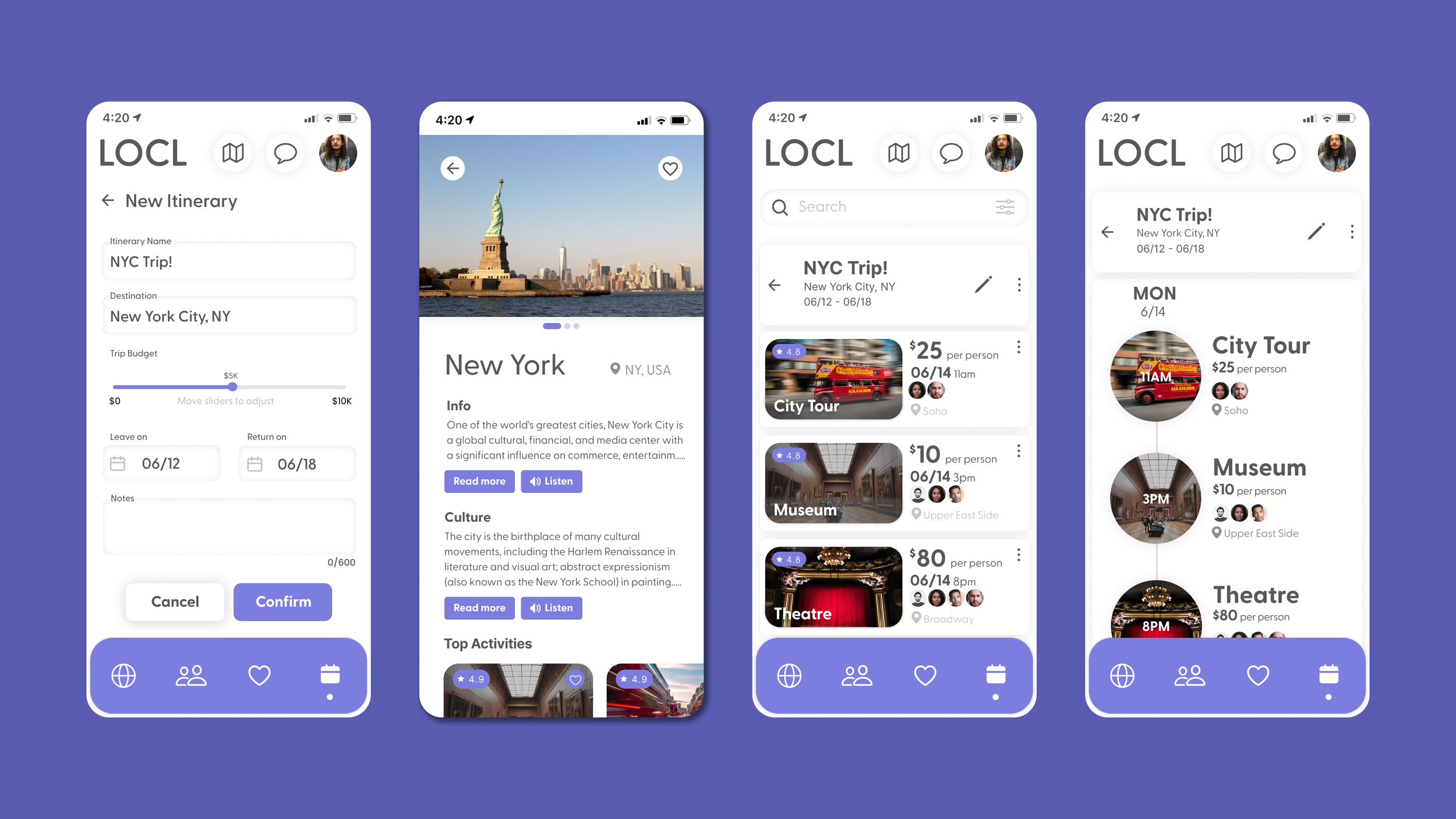 LOCL Refined Screens Itinerary