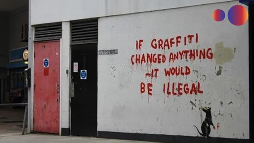 Affiche Murale Encadrée Banksy If Graffiti Changed Anything