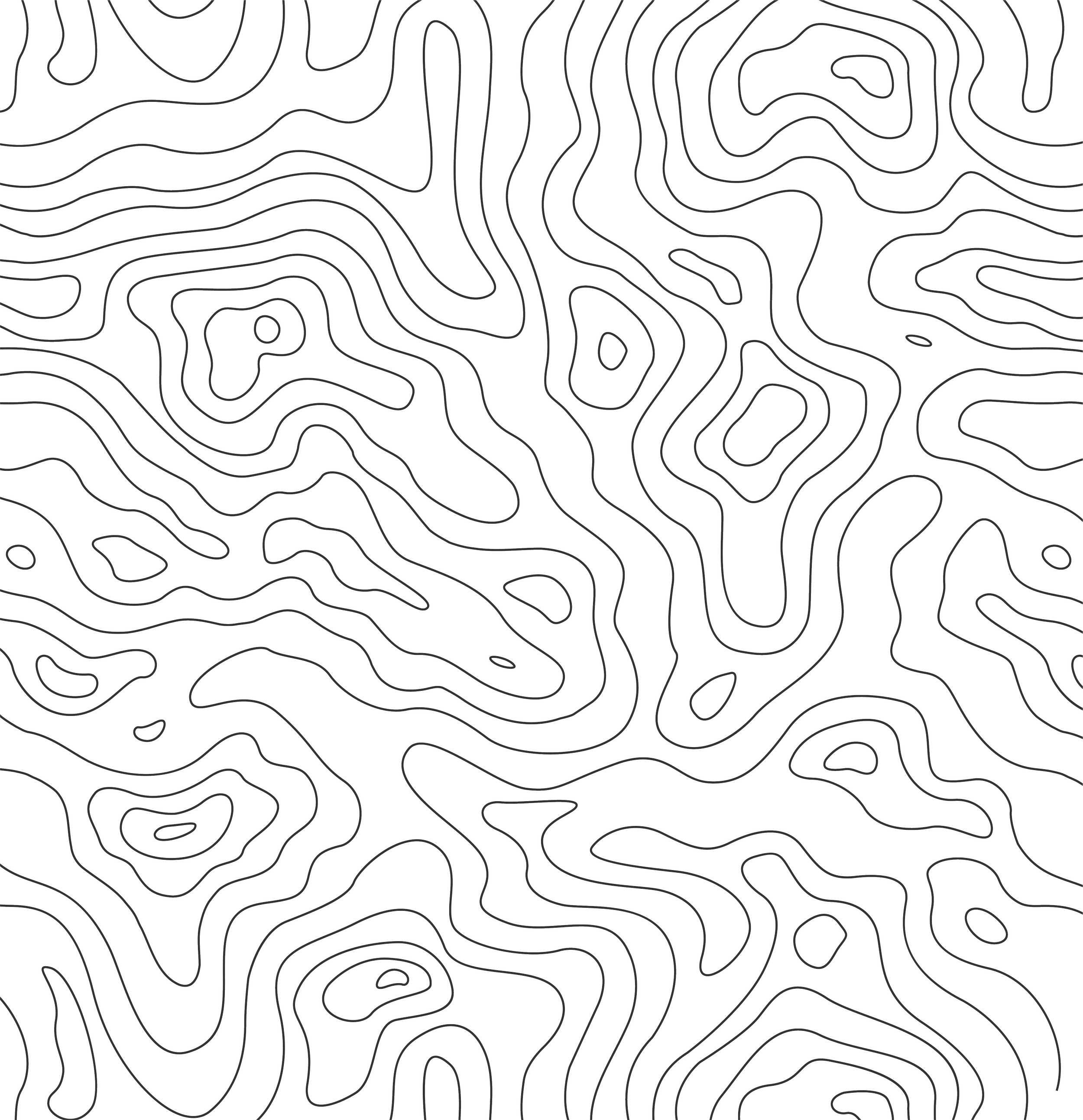 Black background with white contour lines resembling a topographical map.