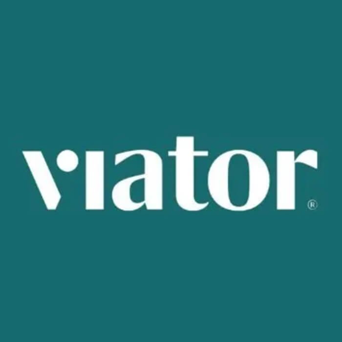 Logo with the text 'viator' in white on a teal background