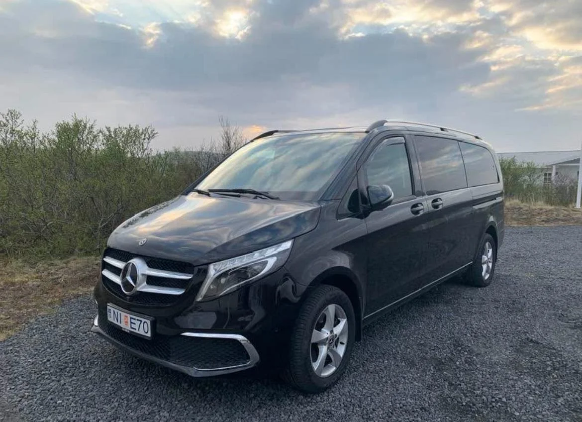 Mercedes V-Class used for private tours in Iceland for 8 passengers