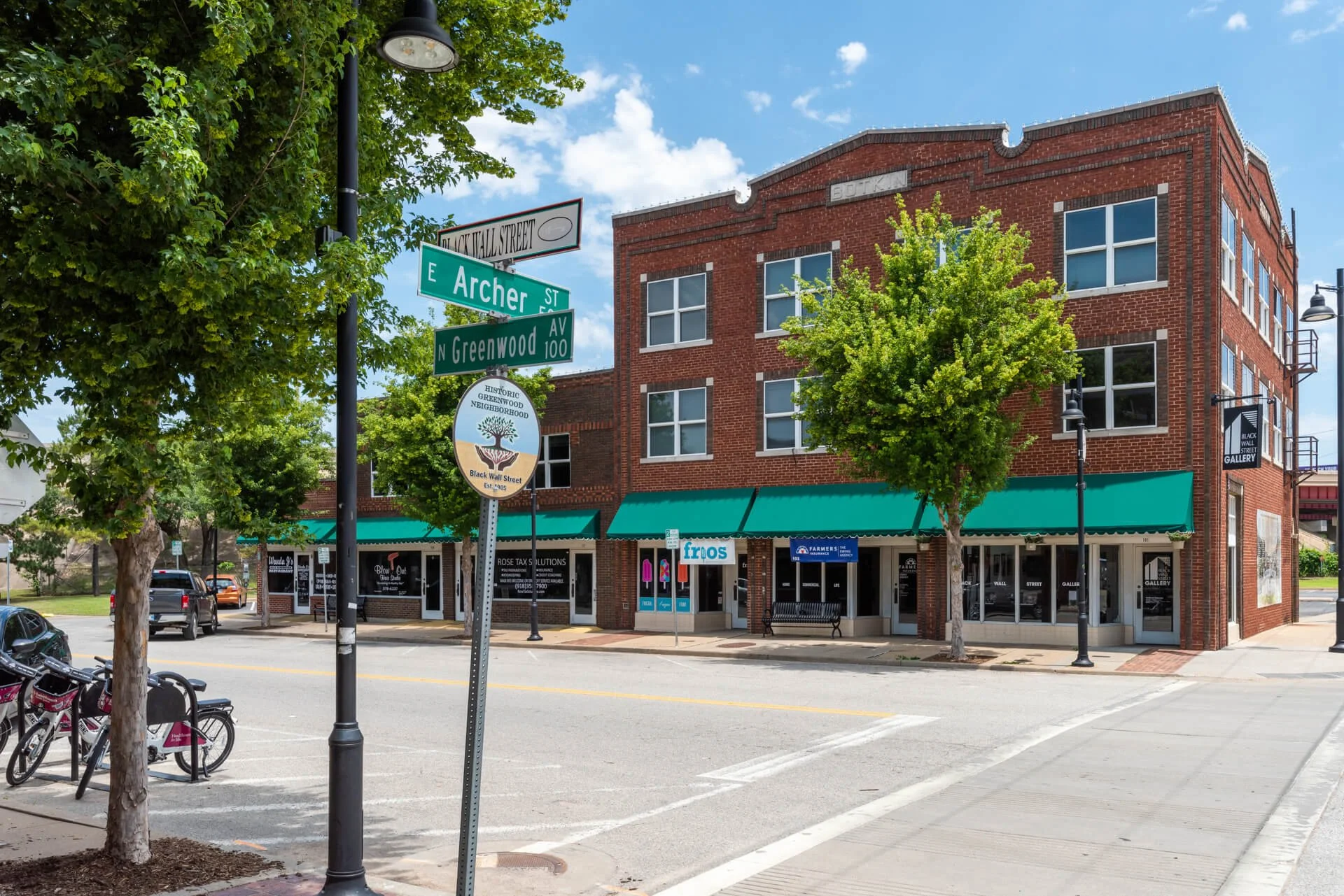Modern day color image of a street in the Greenwood District of Tulsa, OK