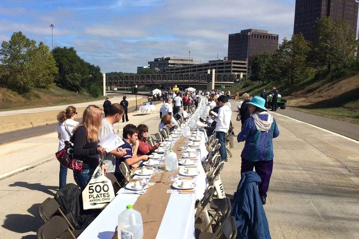 The 500 Plates dinner on the Innerbelt. Source: Curbed