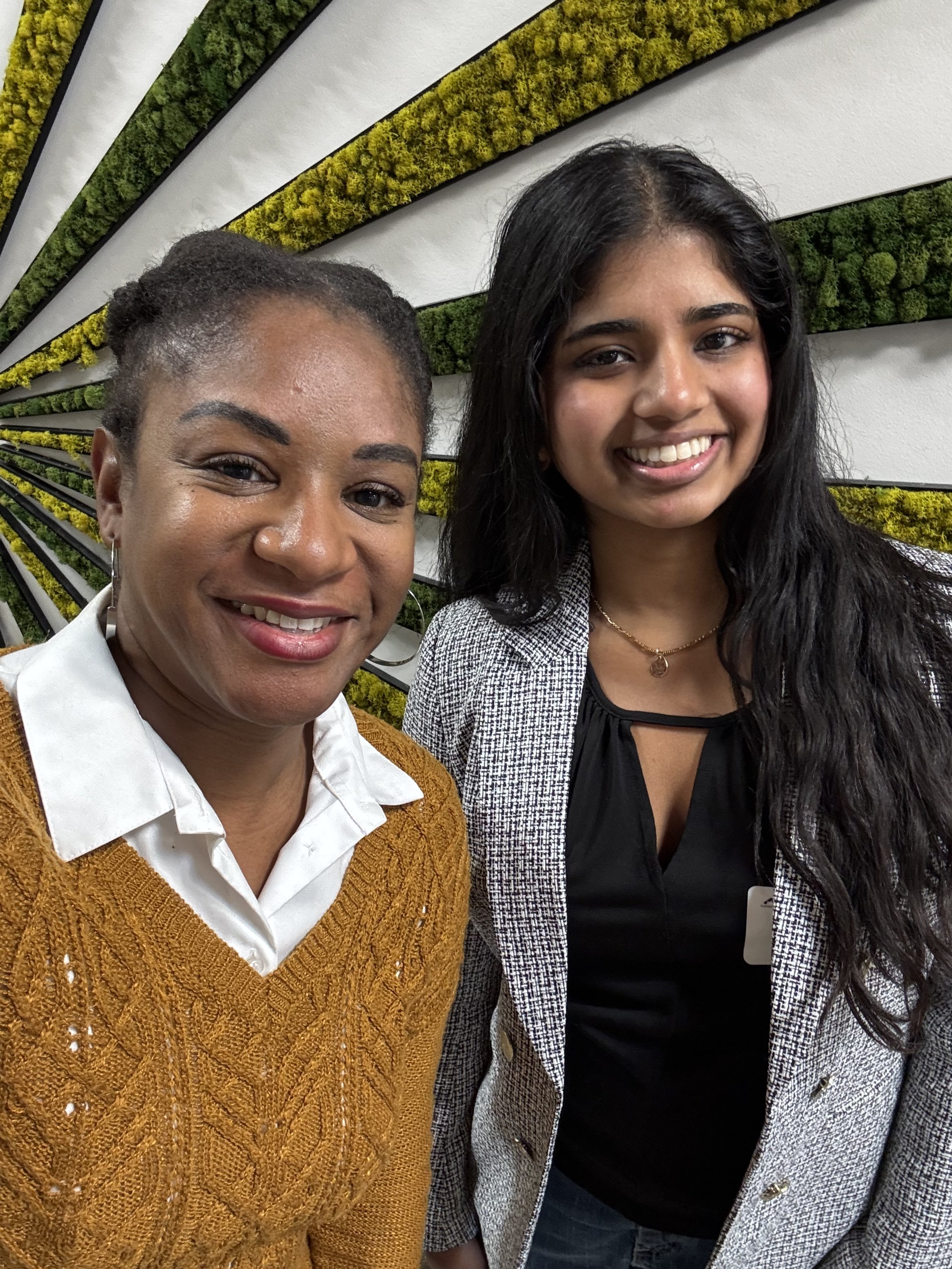 2025 ChristineEdwardsPitkin and KrupaJacob at GardHouse Intern Welcome Event.JPG