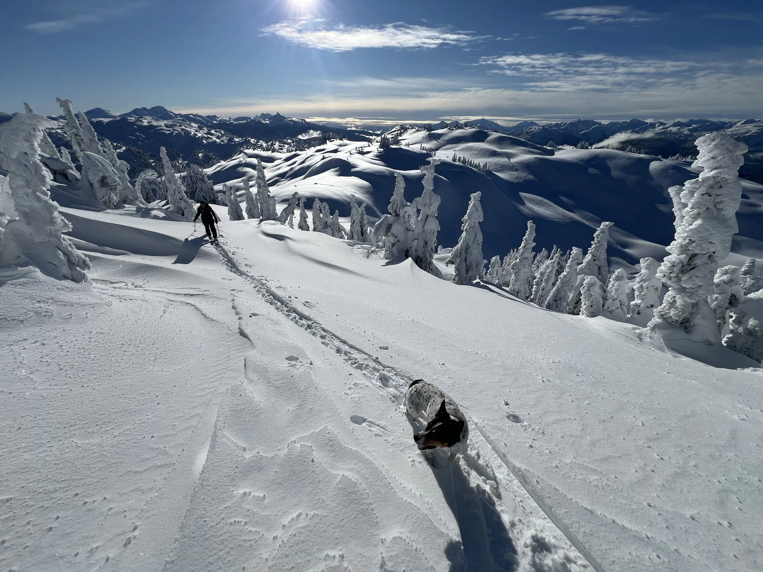 Ski touring at the Callaghan around hanging Lake.