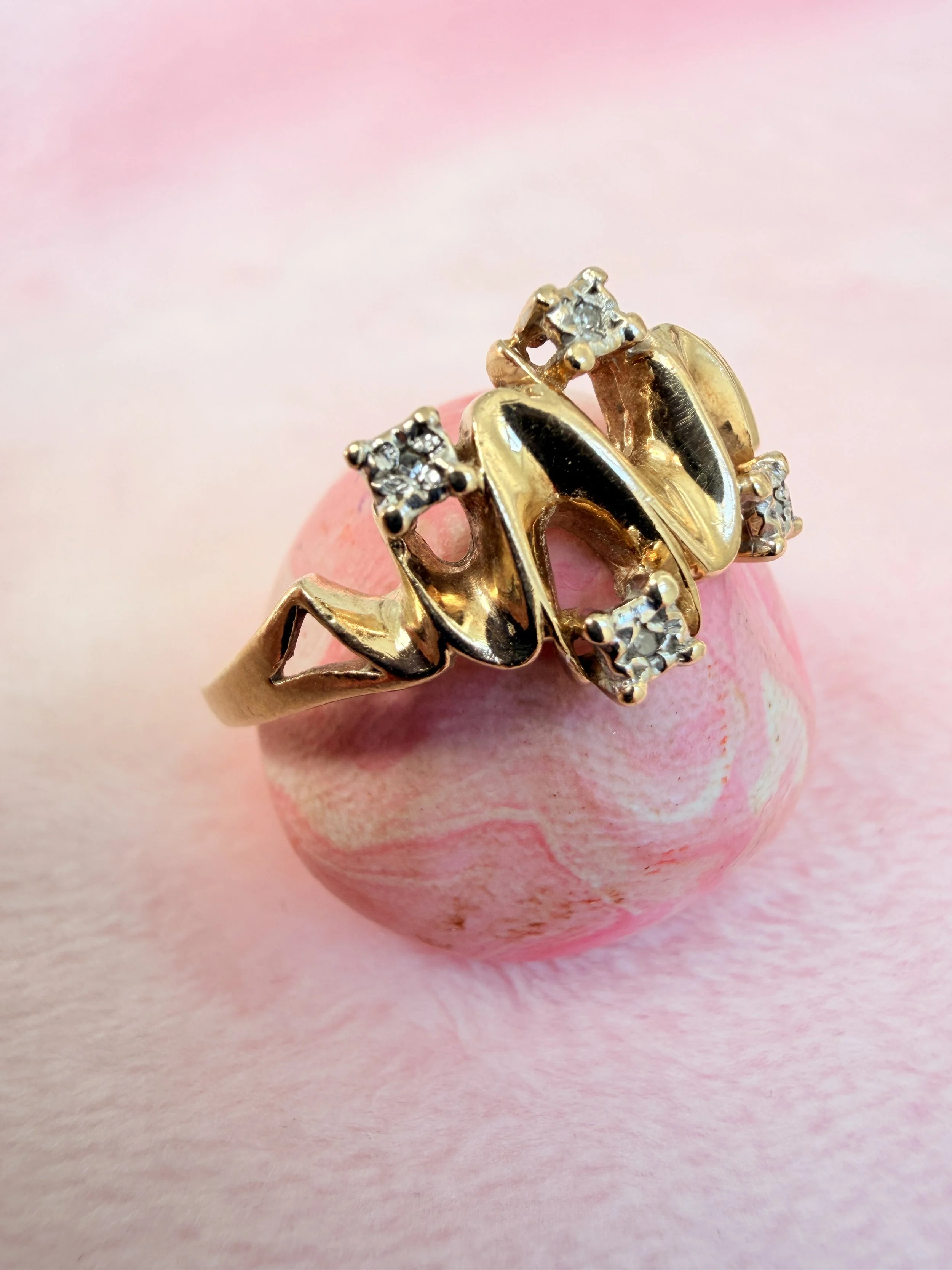 1970s brutalist diamond ring