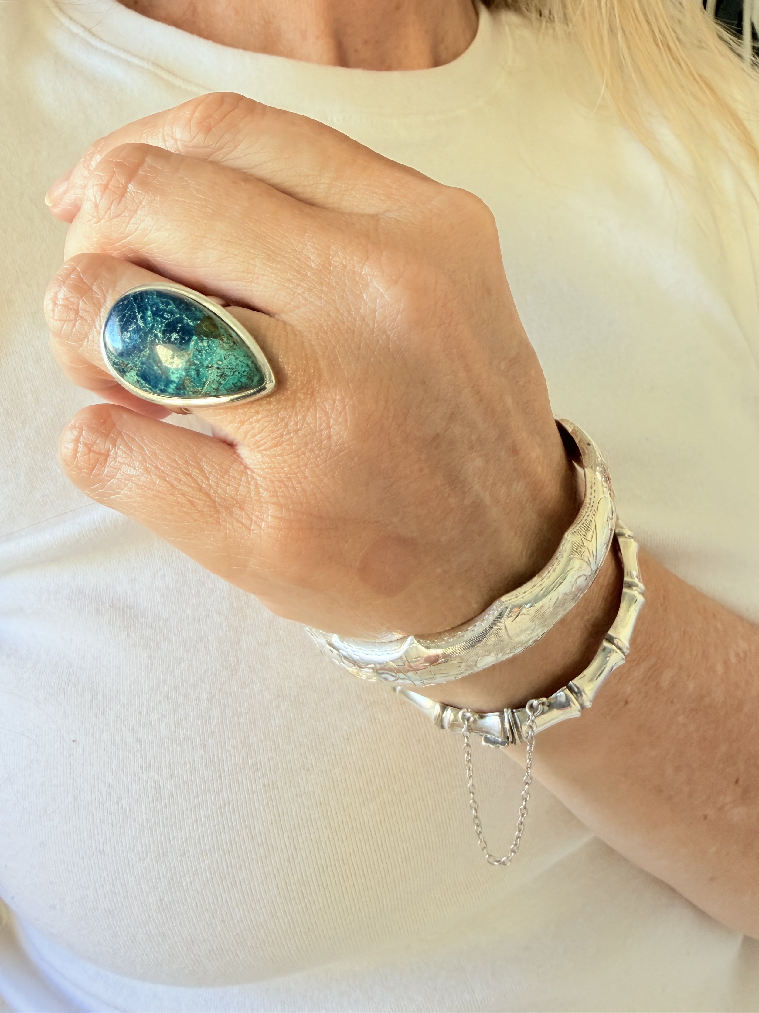 Vintage shattuckite silver ring