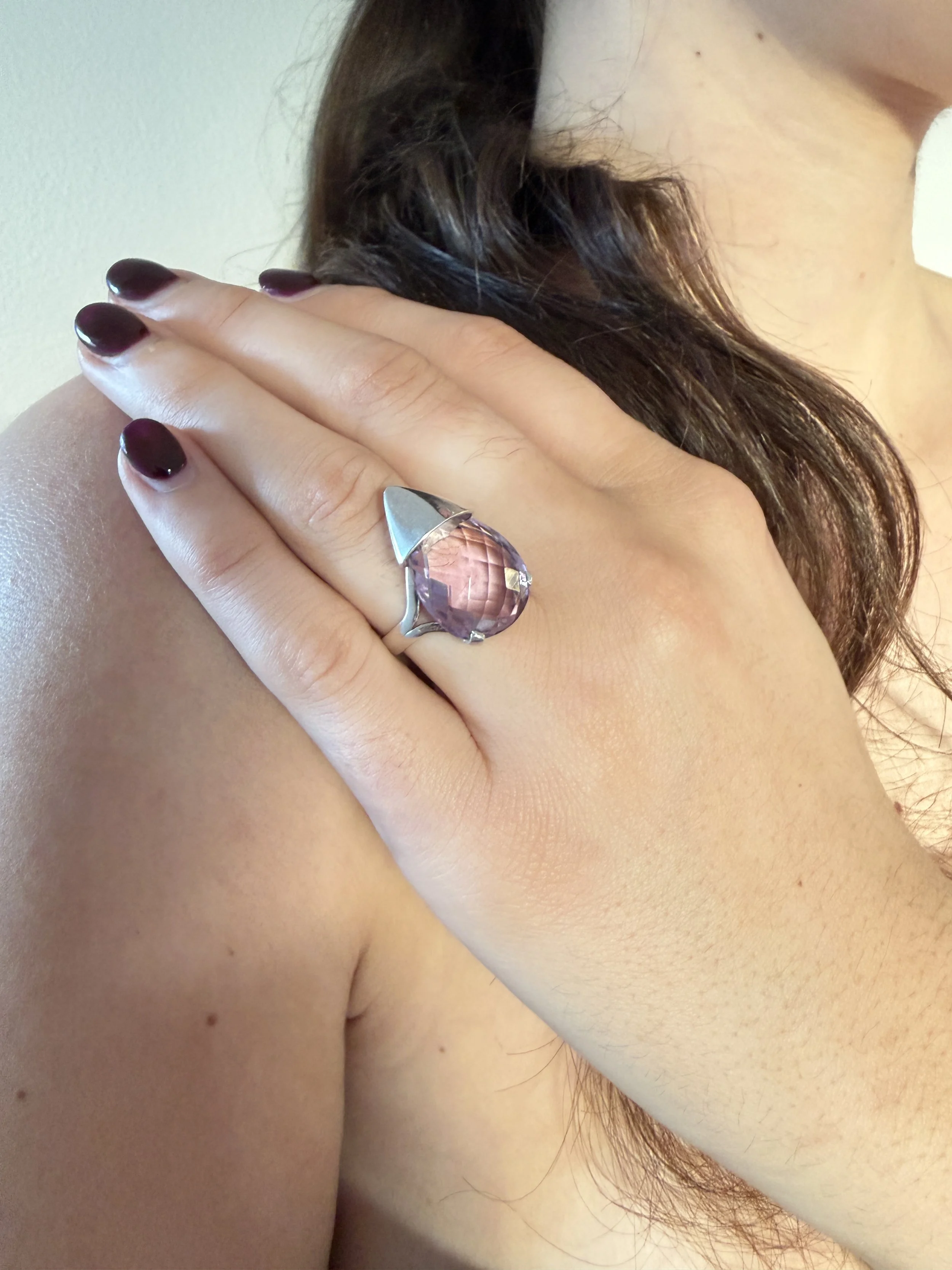 Vintage amethyst and silver cocktail ring