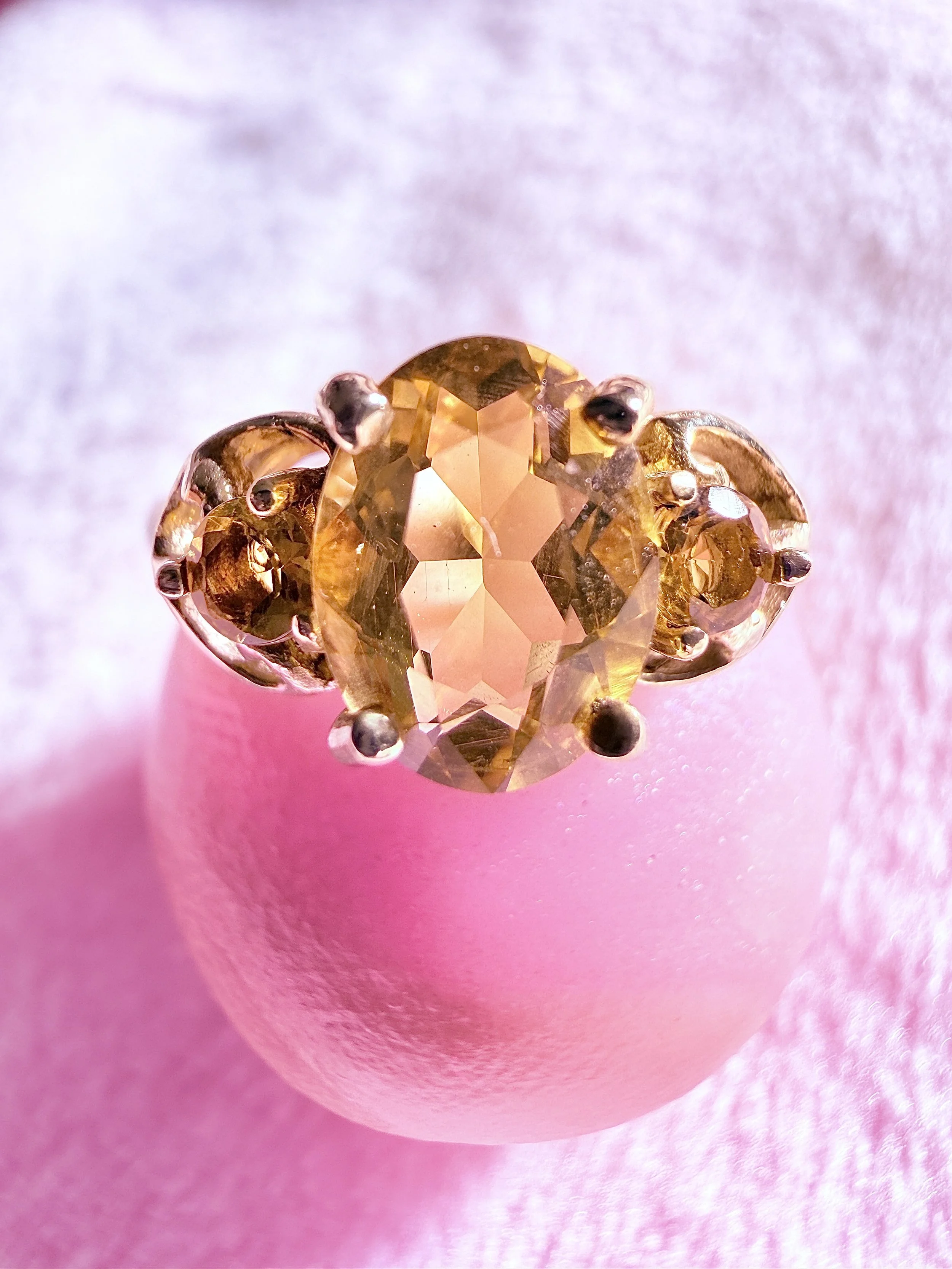Vintage citrine trilogy ring
