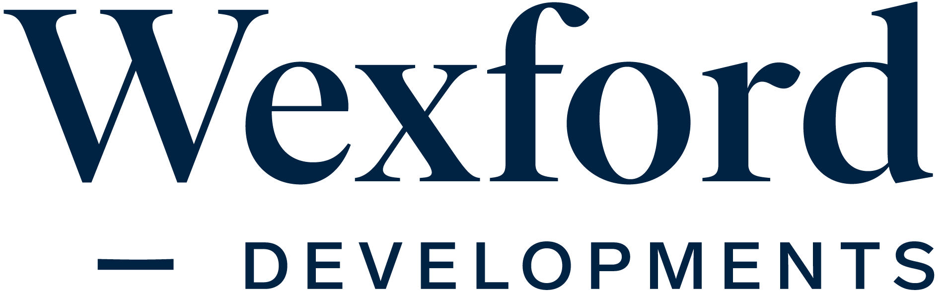 The logo of Wexford Developments, featuring the company name in large blue letters, with 'Developments' in smaller font underneath.
