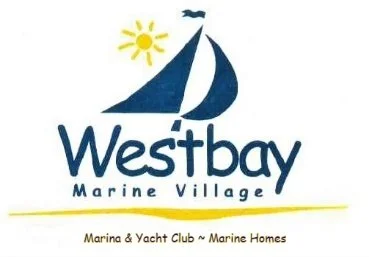 Logo for Westbay Marine Village featuring a sailing boat, sun, and text reading 'Westbay Marine Village'.