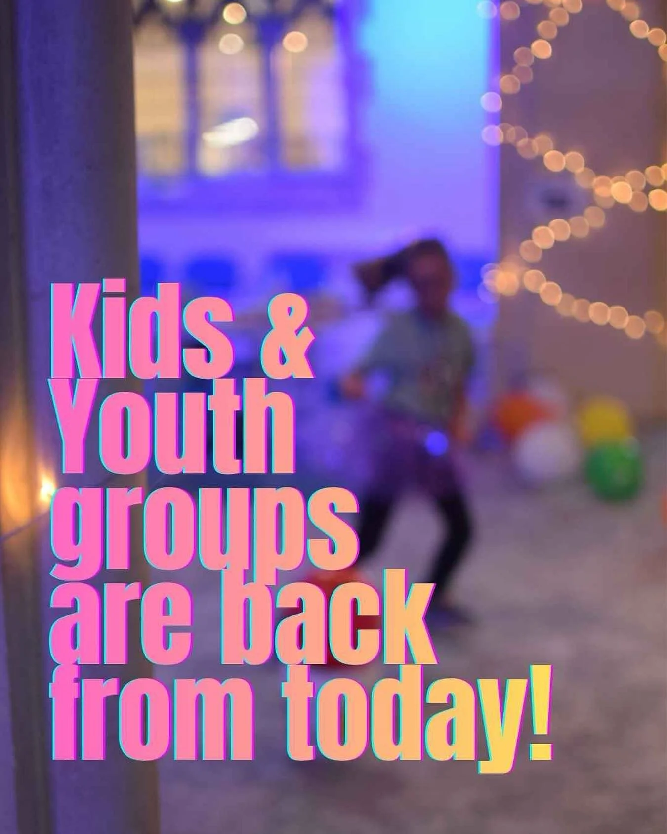 Our midweek Kids and Youth groups are back from today! 

10am - Little Sheep - 0-4s group
3.30pm - Frog - YrR-Yr3
5pm - Fish - Yr4-Yr7
7pm - Beacon Youth - Yr8+

If you know someone in those age groups, we would love to see them!