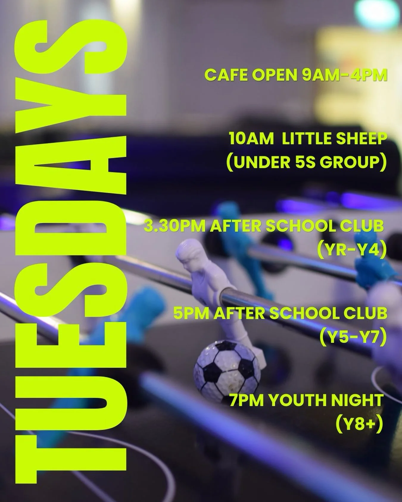 We're looking forward to having all our children's and youth groups up and running again today! There's lots to get involved with...

10am Little Sheep (0-4s)
3.30pm Frog (YrR-Yr4)
5pm Fish (Yr5-Yr7)
7pm Youth (Yr8+)

Plus the Beacon Cafe is open unt