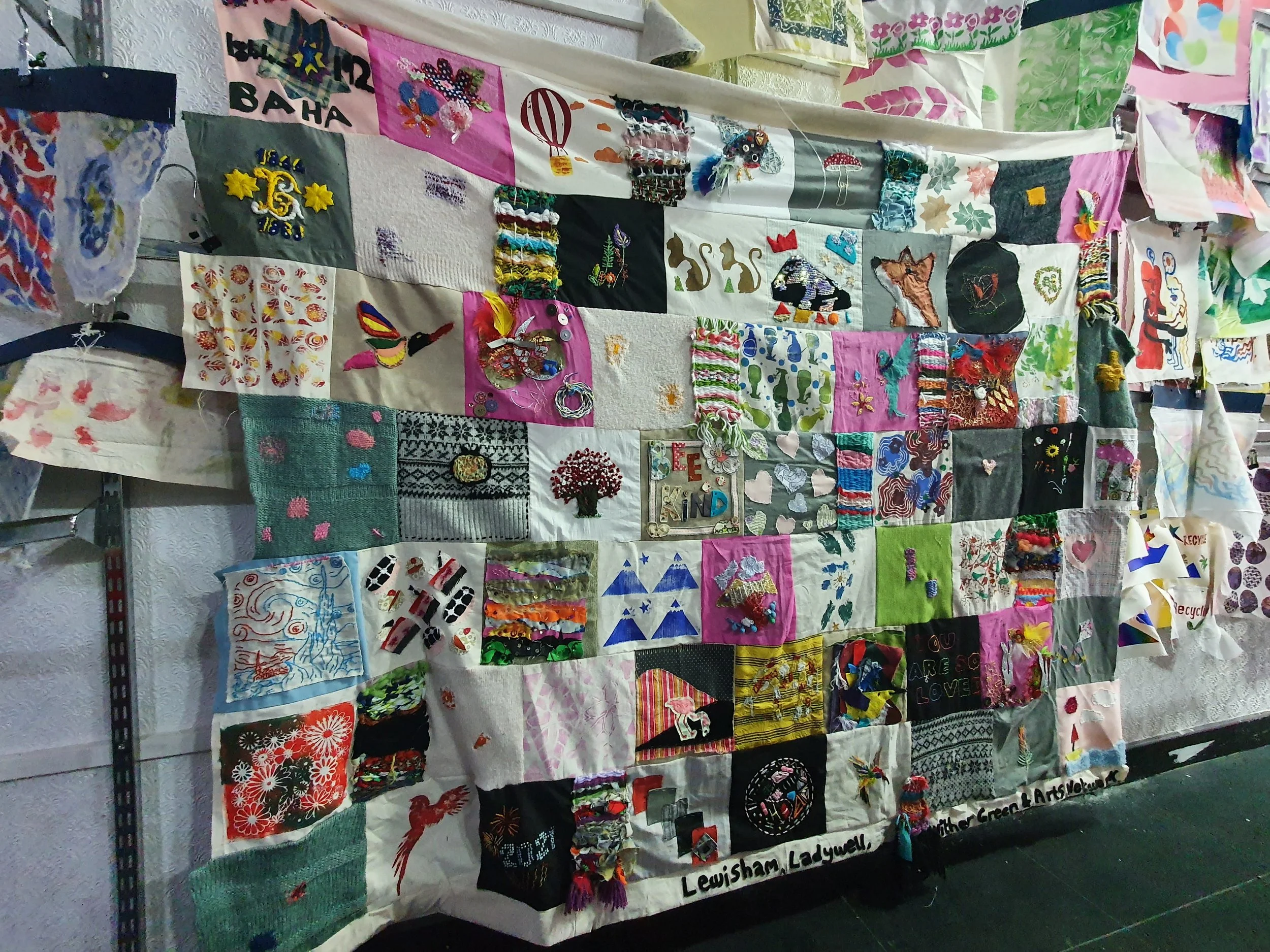 Several designs of patchwork stitched together.