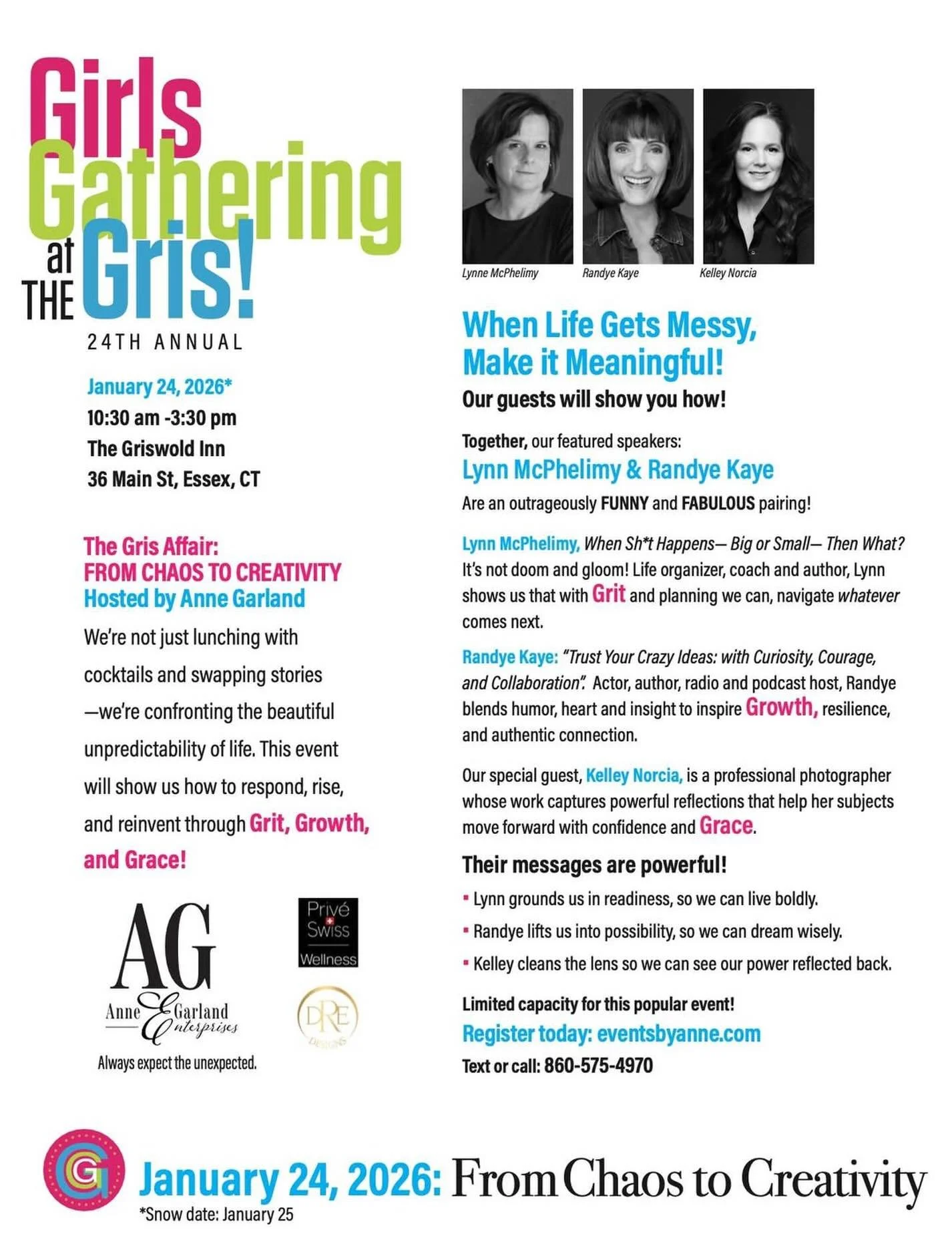I&rsquo;ll be speaking! Come join us!
Gather your girlfriends &mdash; it&rsquo;s almost time to reconnect, recharge, and reignite your spirit! 💫  Join us for The Gris Affair, the 24th Annual Girls Gathering at the Gris, where women come together to 