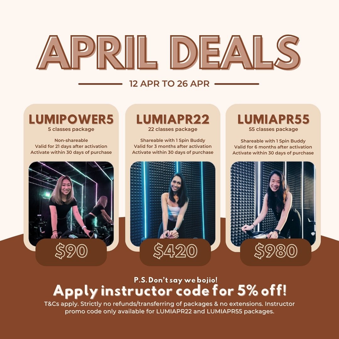 You asked for it and here it is! 💪 Available for the next two weeks, ignite your workout routine and take your pick of our special April deals suited for every intention you may have 💪✨ Don&rsquo;t forget to apply our instructor code for that addit