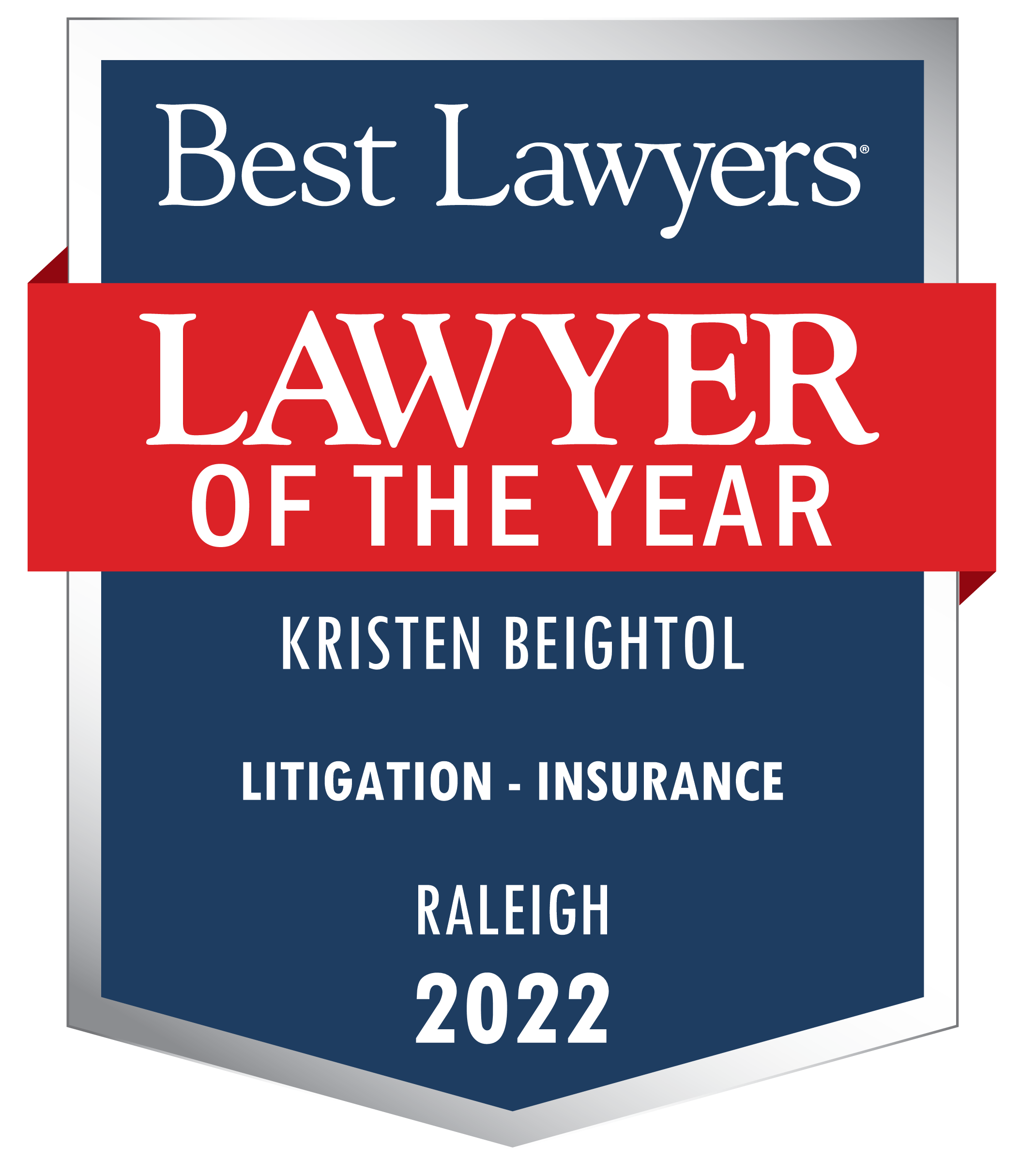 Best Lawyers Lawyer of the Year award for Kristen Beightol Raleigh 2022