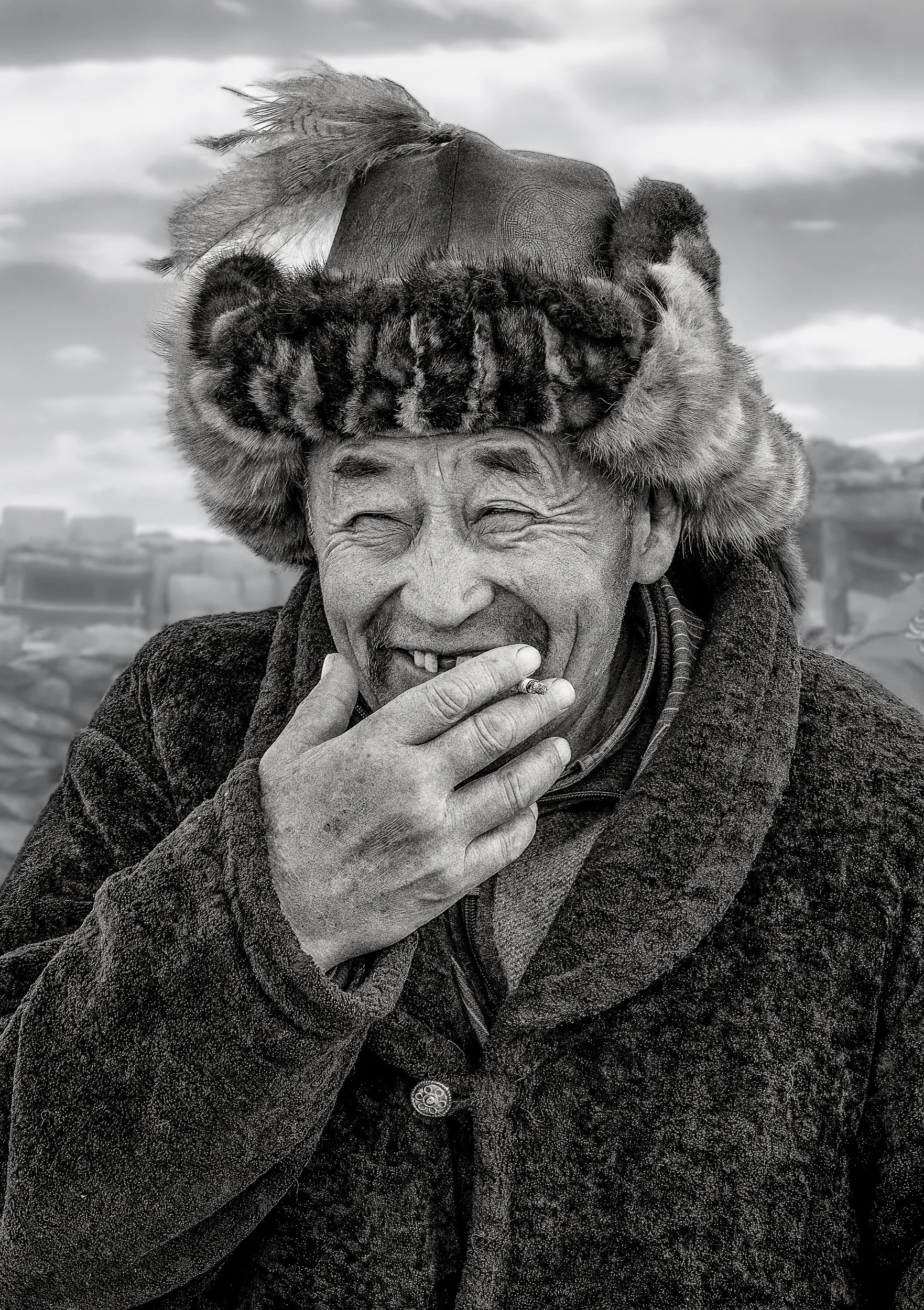 Portrait of an Elderly Eagle Hunter - Bob Blum