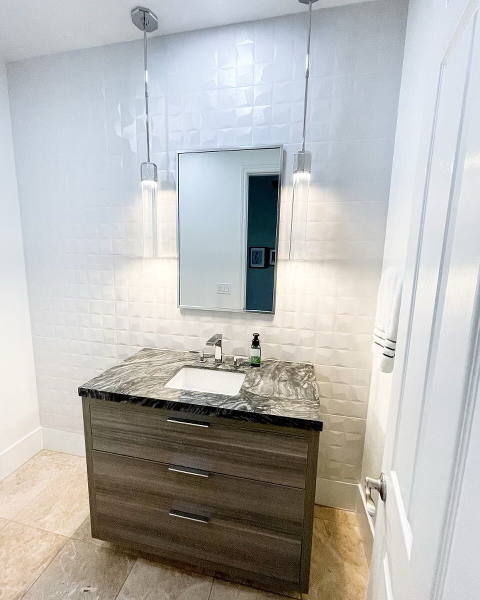 Just finished a Phase 1 remodel of some bathrooms in Red Rock Country Club! A lot more to come on this home later this year, including the floor. A special thank you to @pcw_custom_cabinetry for cabinetry,&nbsp;@visualcomfort, and @emsertile! #bathro