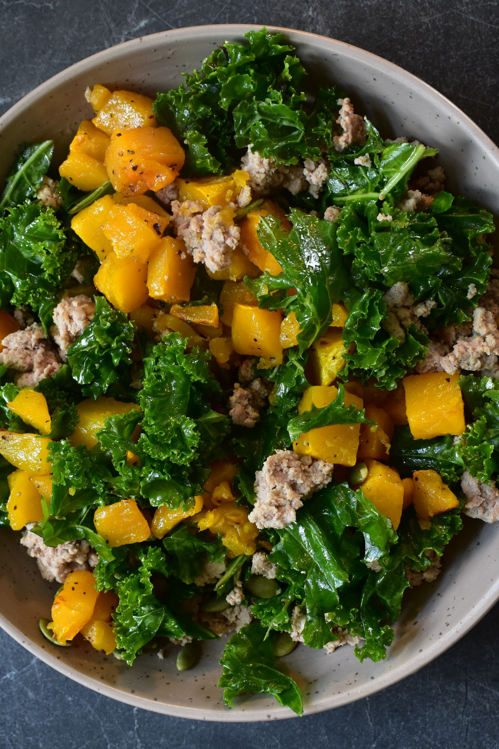 Roasted Butternut Squash, Turkey, and Massaged Kale Salad