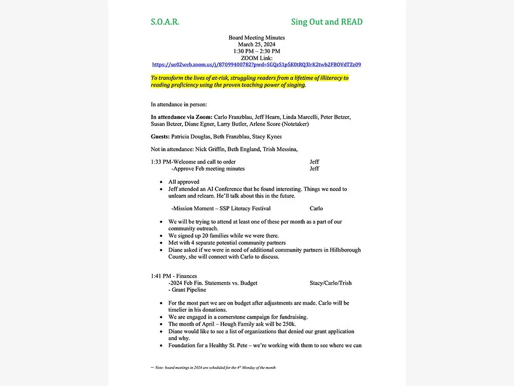 Meeting Minutes - 5/19/25