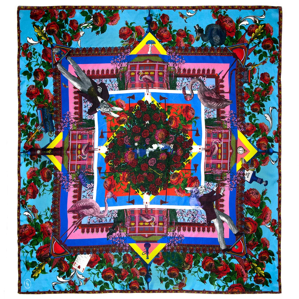  Oh , god. Its very lovely isn’t it? And silk squares  are  super wardrobe enablers. Its 100% silk and a good size - 90cmx90cm. You probably ought to get it really.   The Queen’s Croquet Ground silk scarf £120 