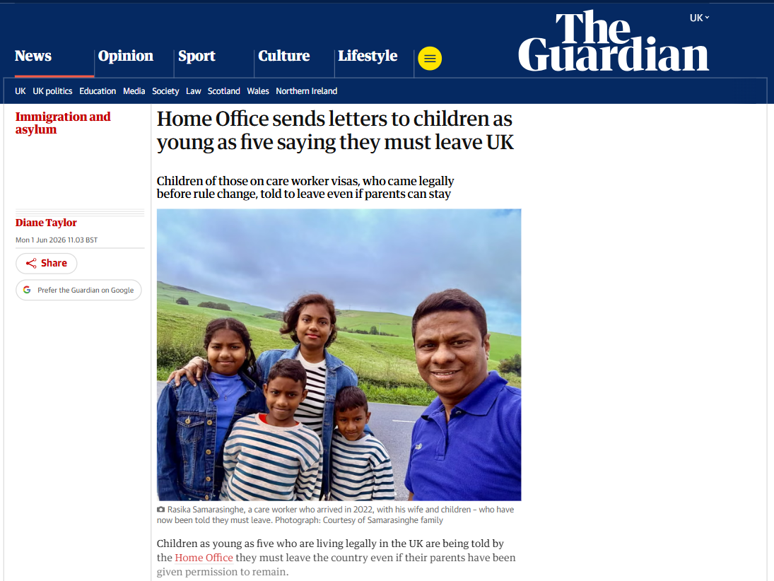 Tulia Group CIC Featured in The Guardian Following Migrant Care Worker Report