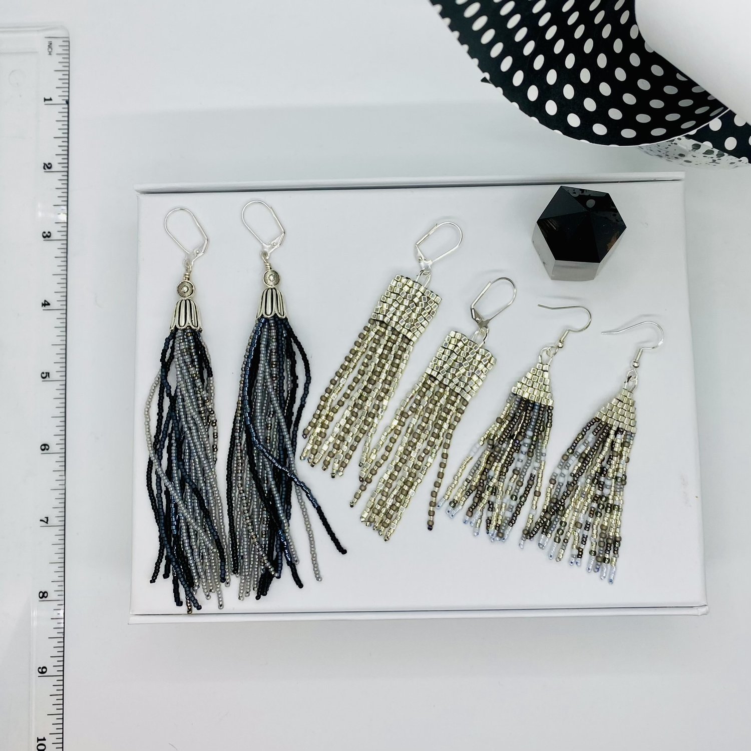 Black, Silver Fringe and Dentalium Shells — Beading Michif - Handmade  Beaded Earrings