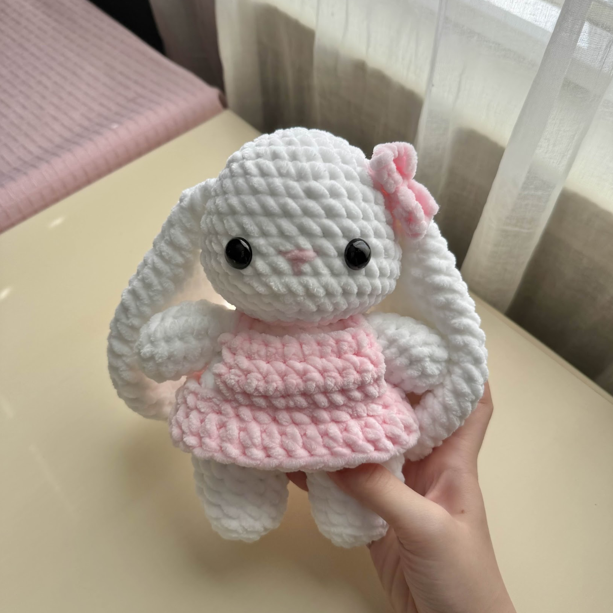 Pink Dress Bunny Plush