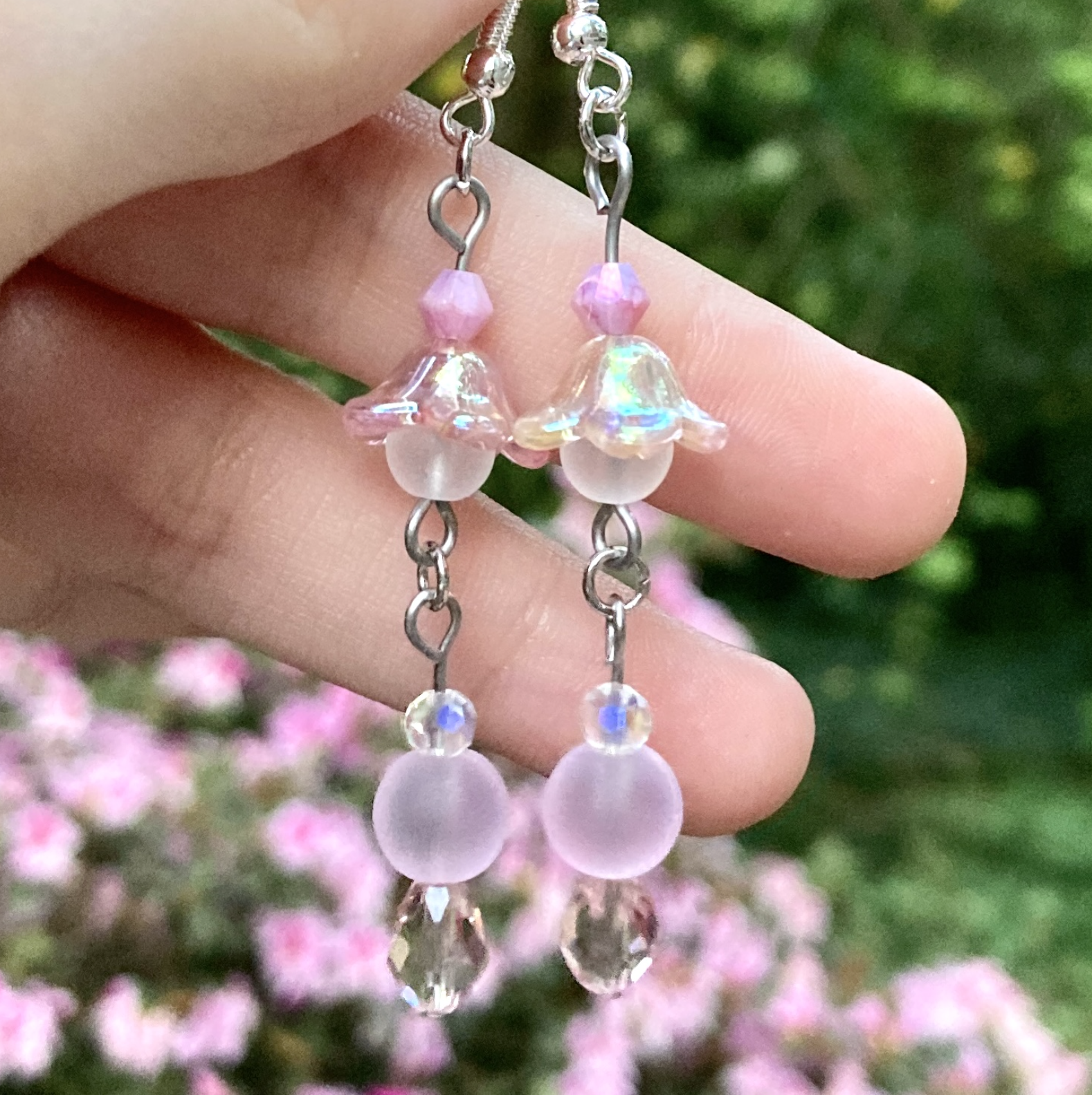 Pink Flower Earrings