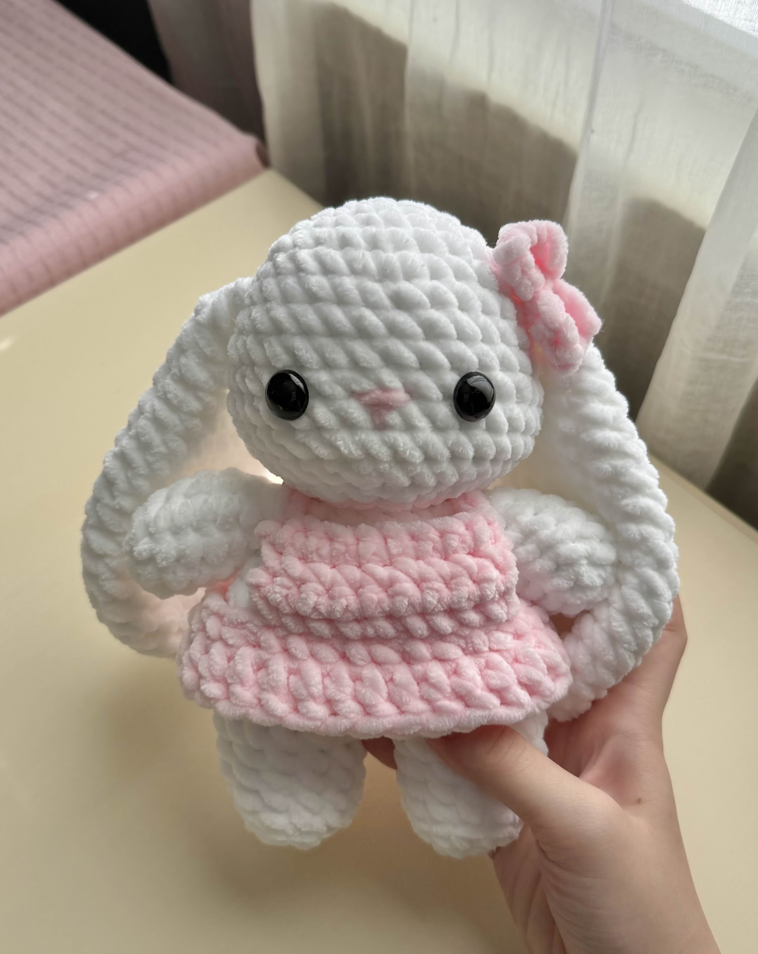 Pink Dress Bunny Plush