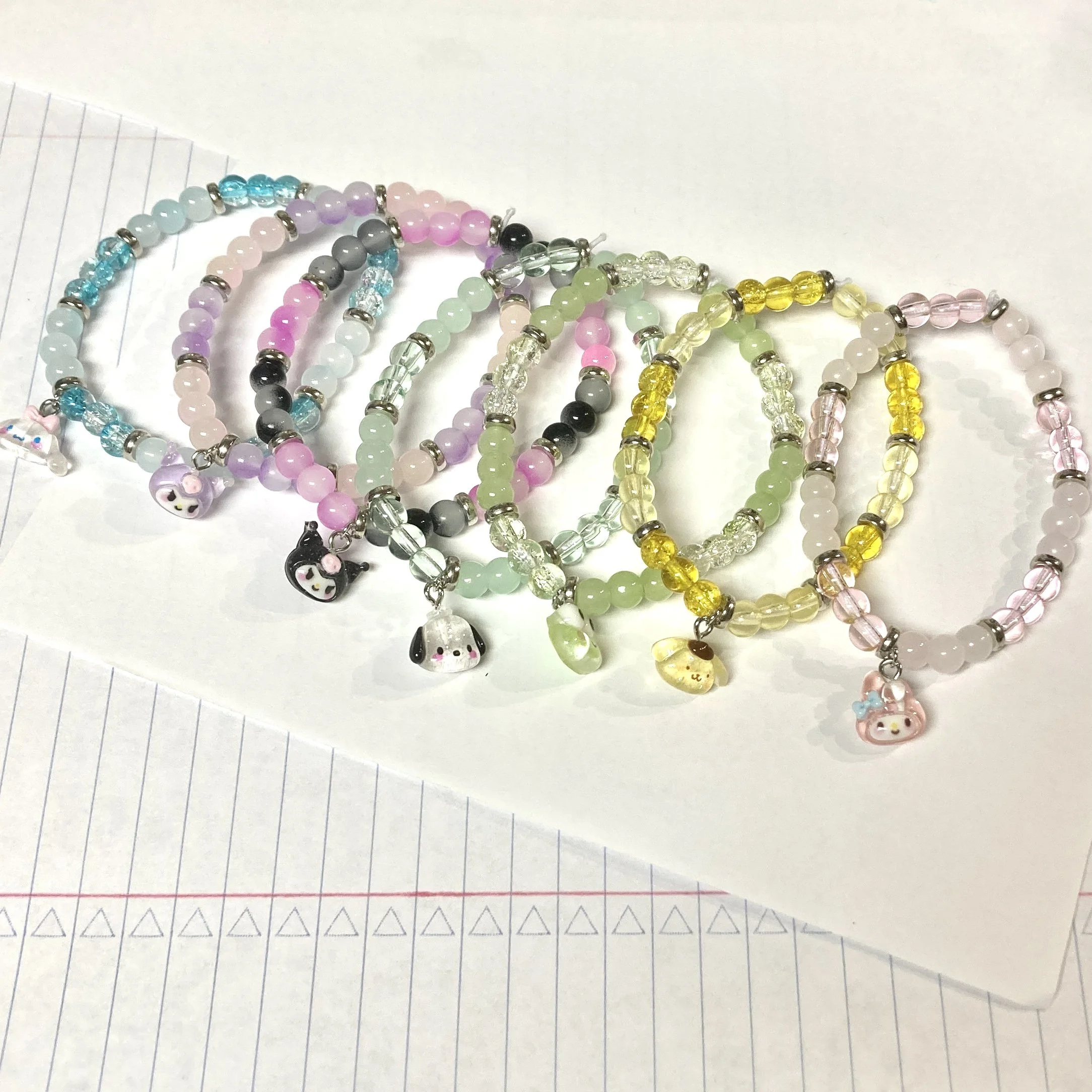 Pastel Cuties Glass Elastic Bracelets