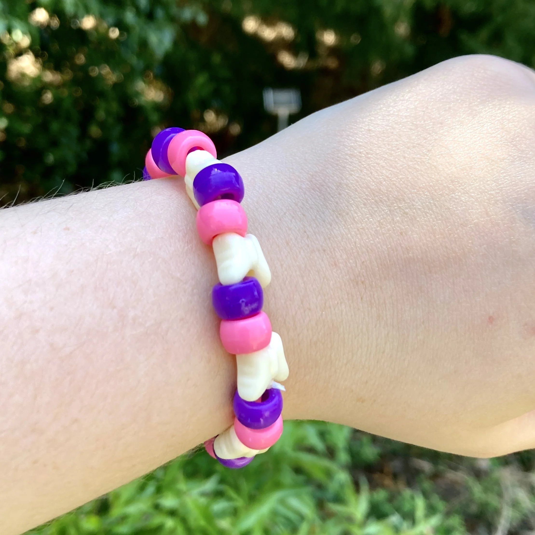 Pink & Purple Butterfly Pony Bead Elastic Bracelet