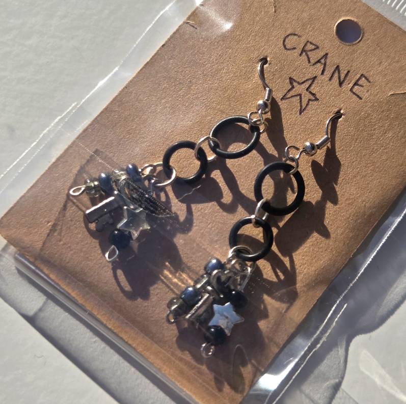 Alt Black Layered Earrings