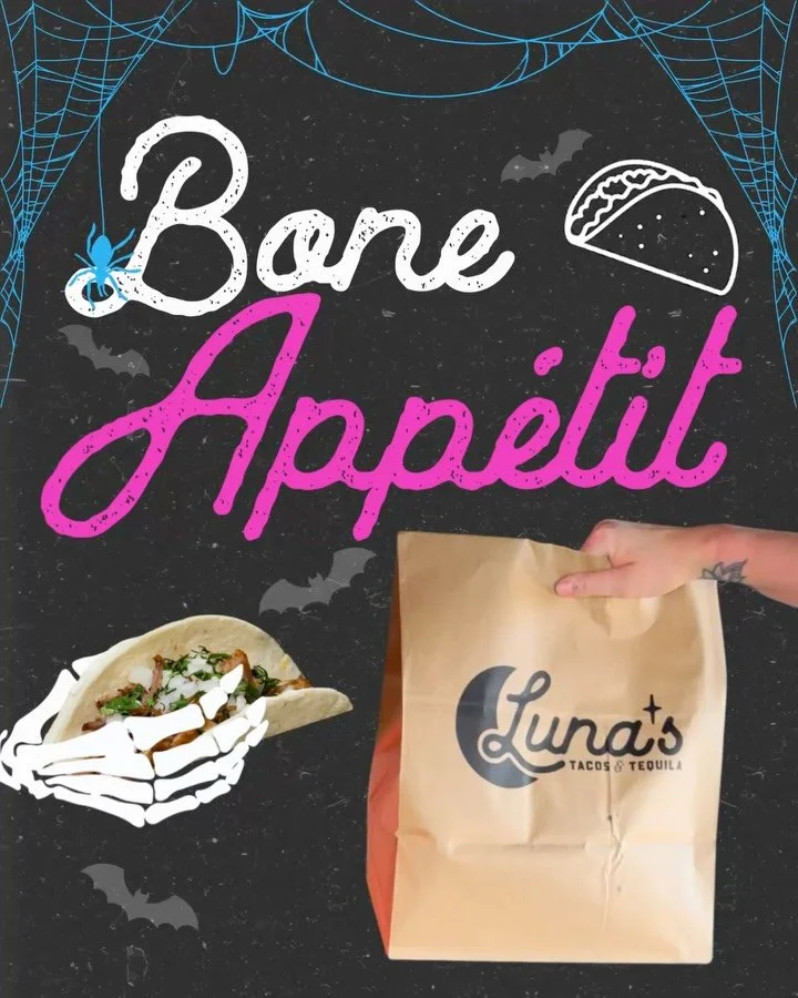 Nothing&rsquo;s scarier than having pizza at a Halloween party ~again~&hellip;order Luna&rsquo;s Takeout Taco Packs to keep the night alive 💀🌙 Might as well add a to-go marg while you&rsquo;re at it and celebrate the occasion with some boos 👻🍹

O