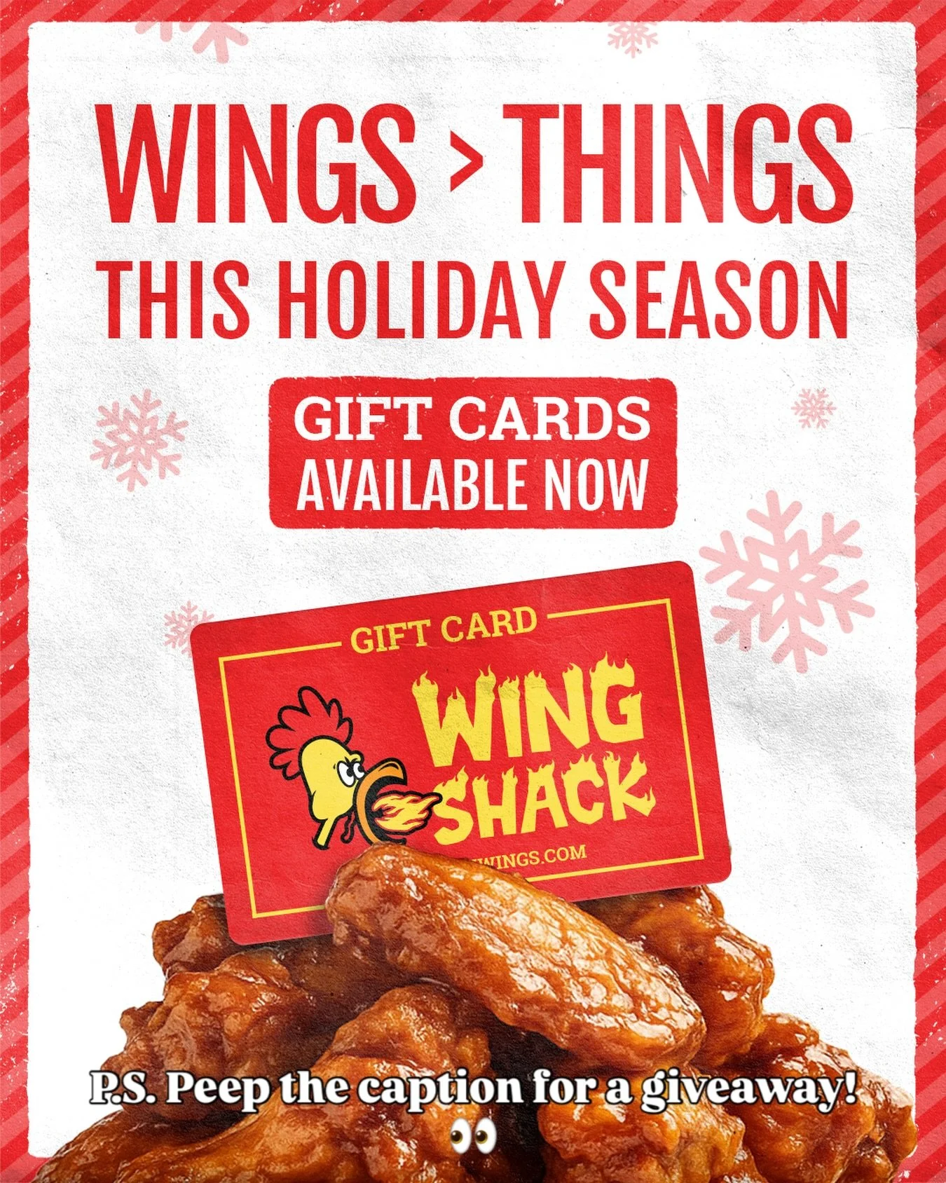 Wings are better than things this holiday season, especially when it comes to last-minute gifts 🙂&zwj;↕️🍗🎁

&hellip; and that&rsquo;s exactly why we&rsquo;re giving away a $100 Wing Shack gift card to one lucky winner! Here&rsquo;s how to enter: 
