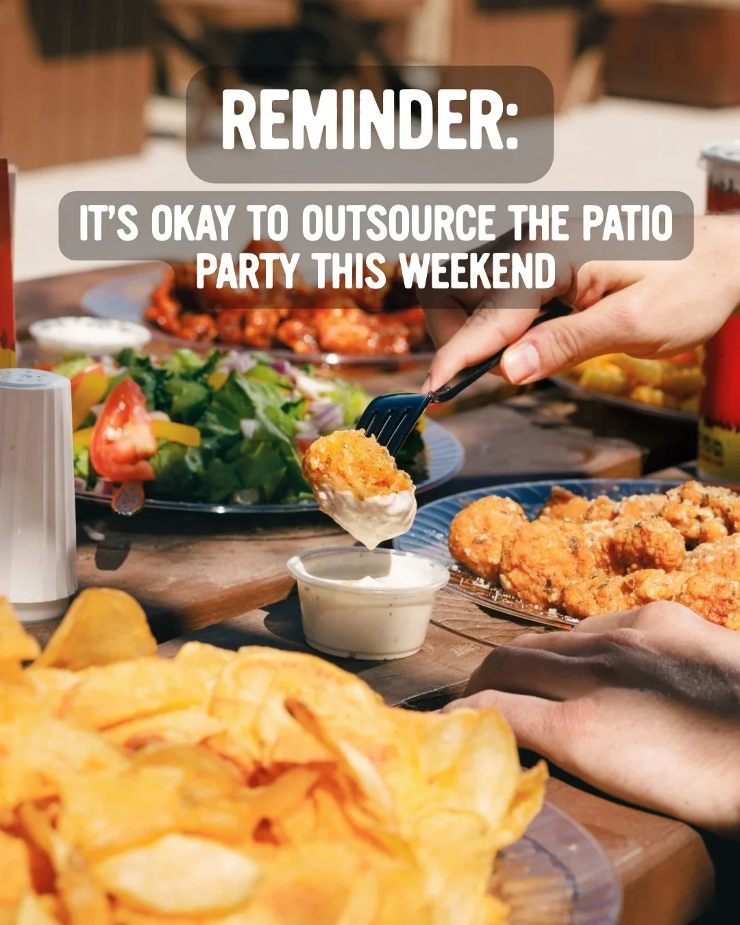 Less grilling, more wings! Start your summer the right way with Wing Shack this weekend 🍗 Don&rsquo;t forget: we&rsquo;ll be open on Memorial Day 🙌

Whether you&rsquo;re dining in, grabbing wings to go, or ordering delivery, we&rsquo;ve got you and
