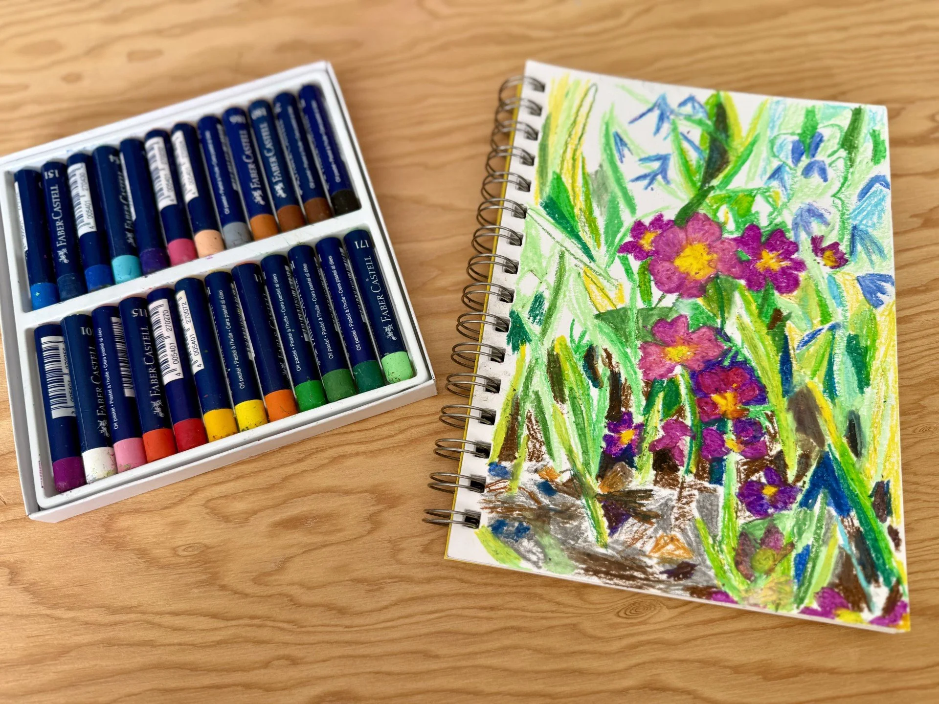 Oil Pastel Early Blooms