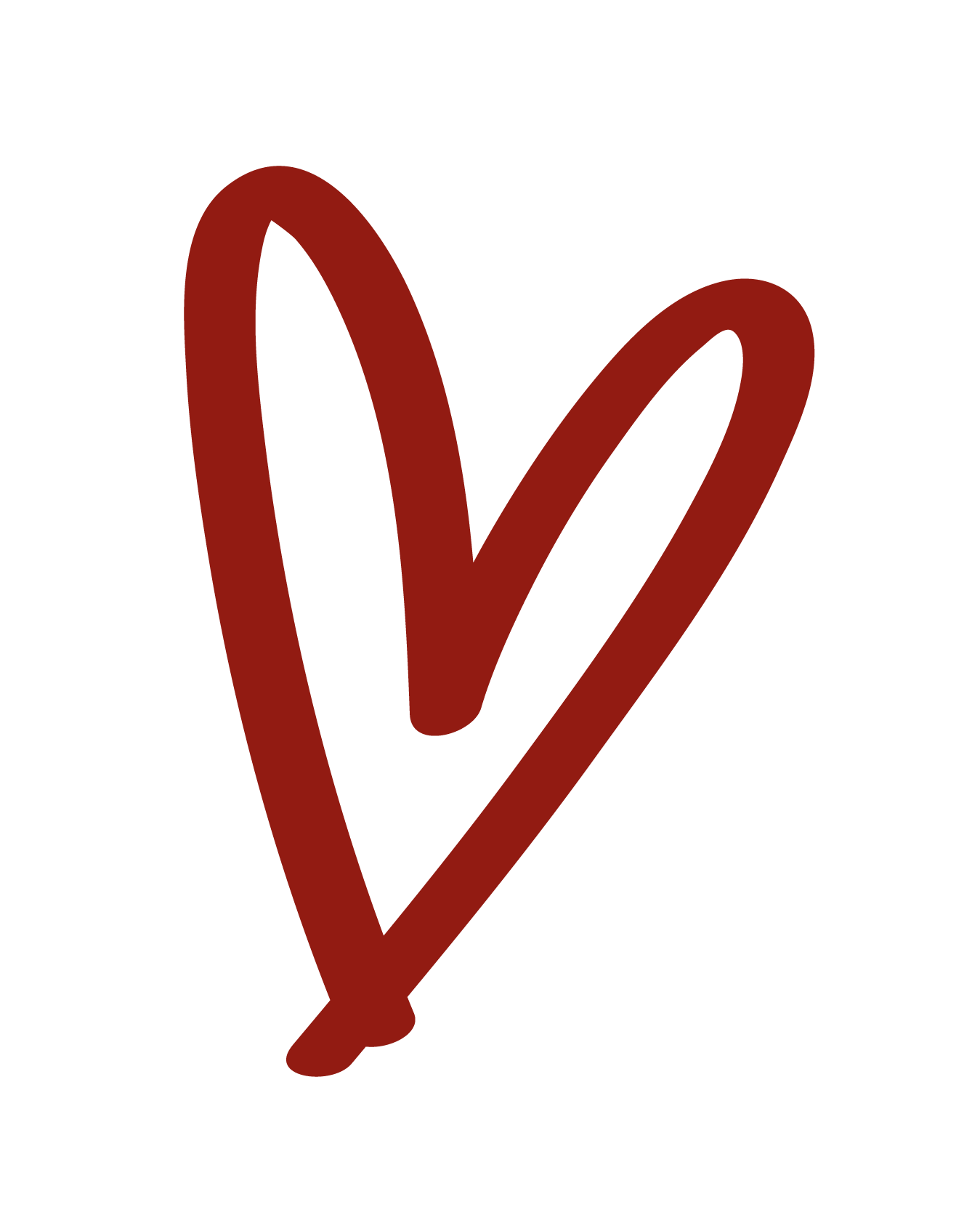 Hand drawn red heart mark mark