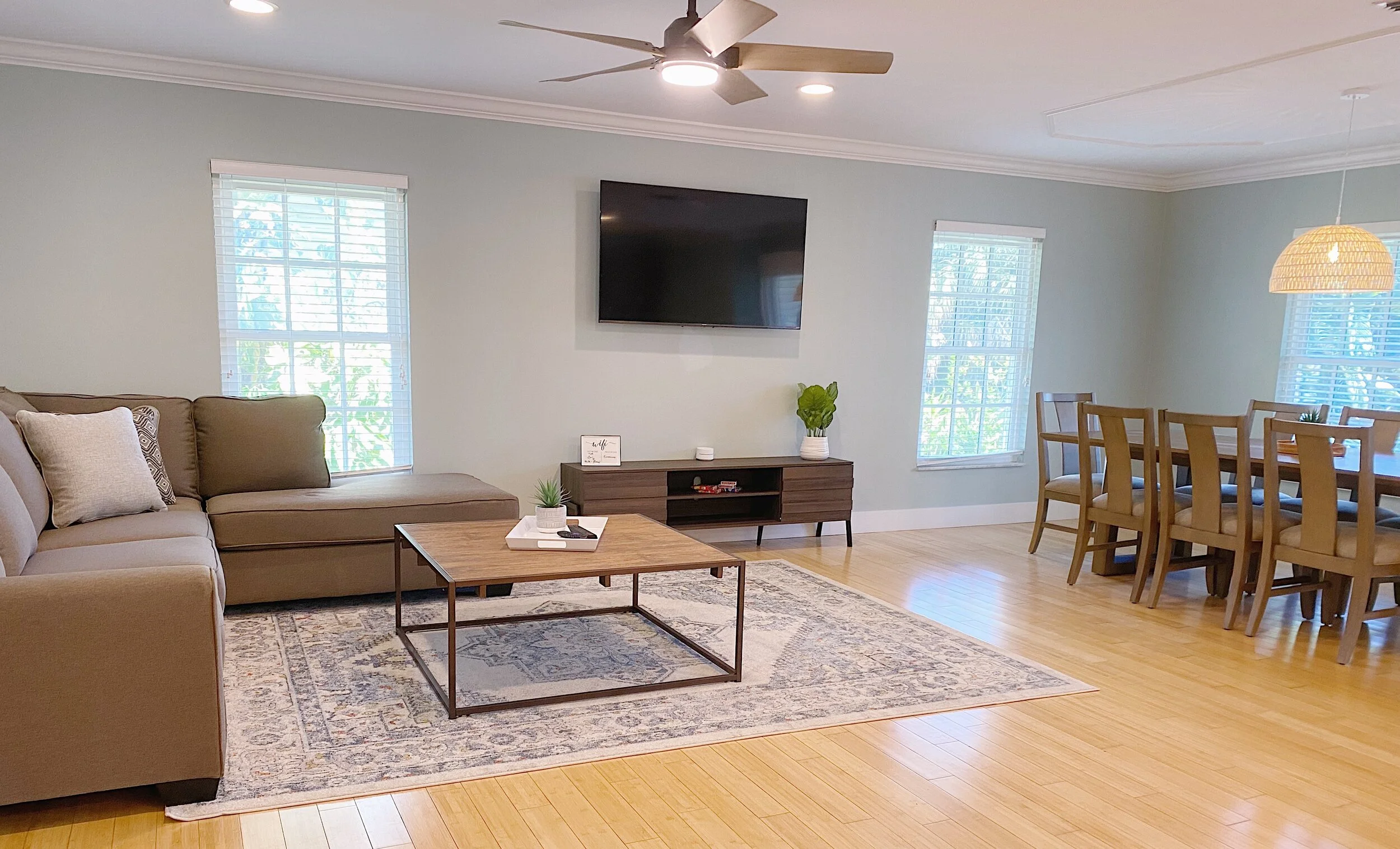 Open Concept Living Room & Dining Room