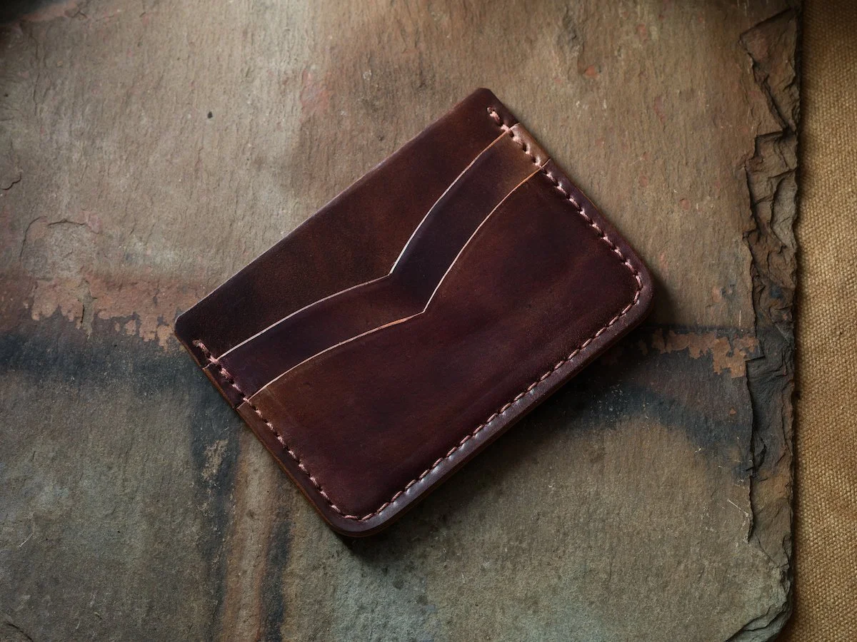 Shell Cordovan Front Pocket Card Wallet in Marbled Color No. 08